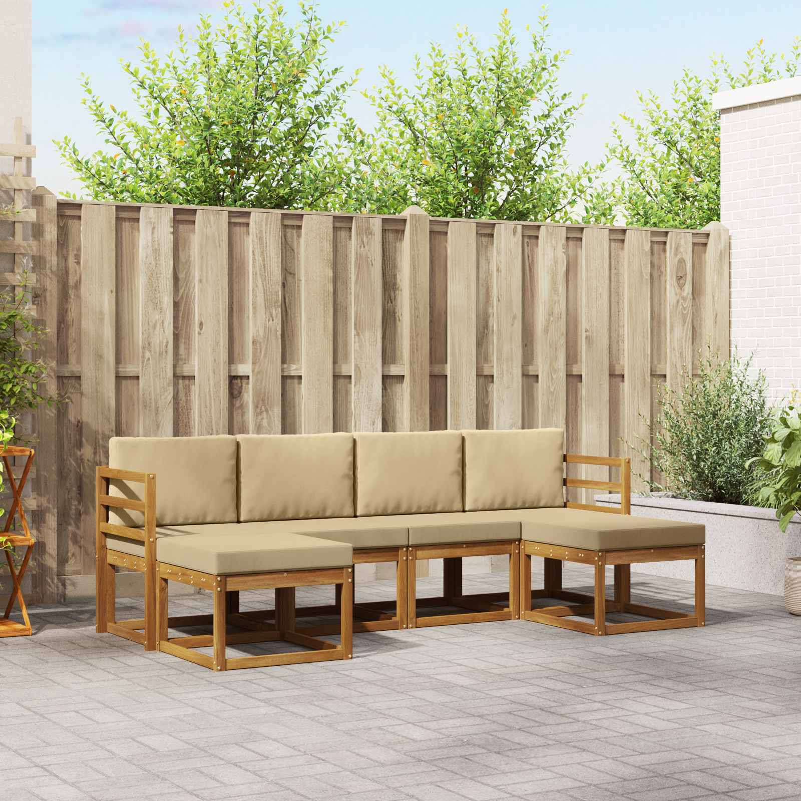 Set vanjskih sofa 6 pcs Prirodna i bež Konstruirano drvo