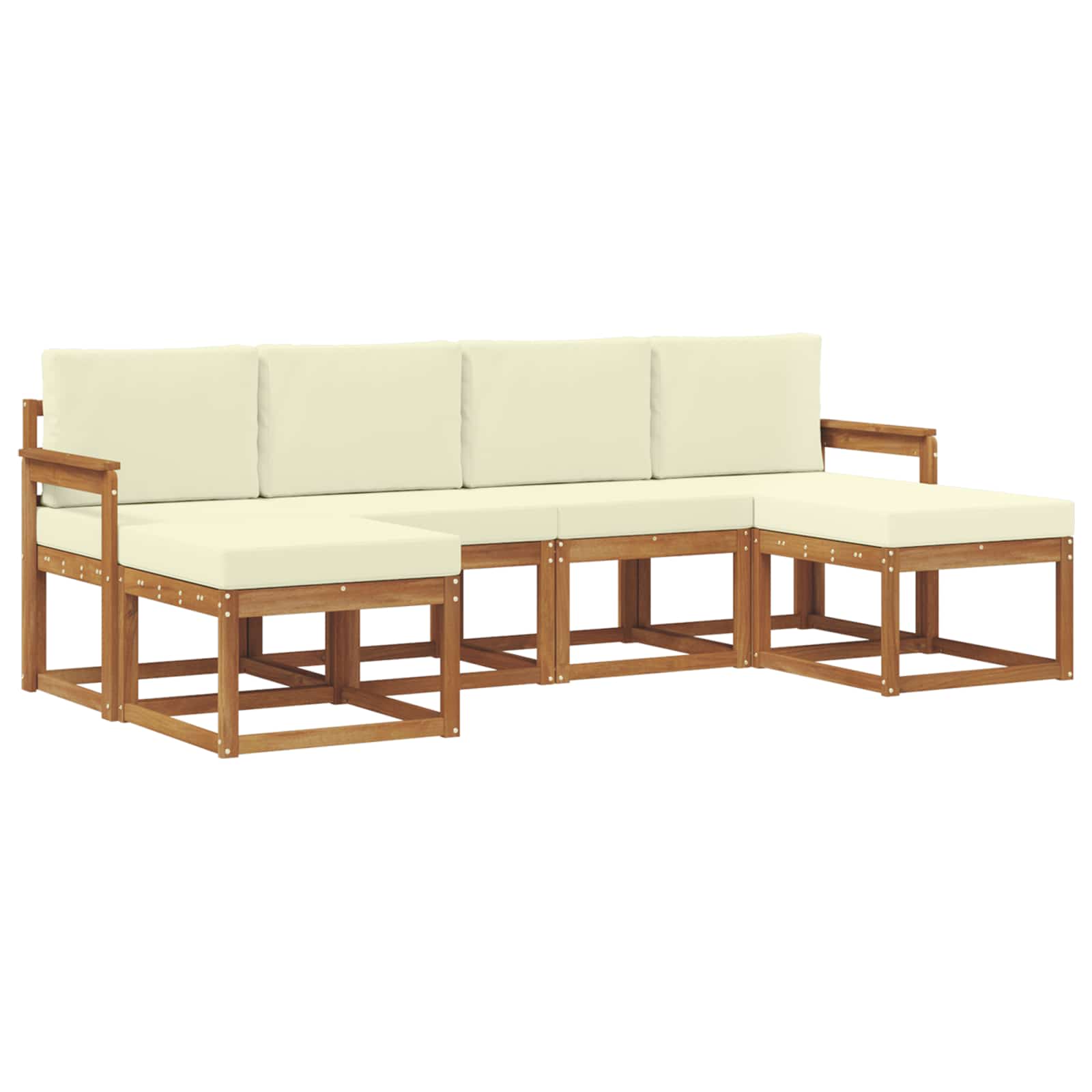 Set vanjskih sofa 6 pcs Prirodna i krem Konstruirano drvo