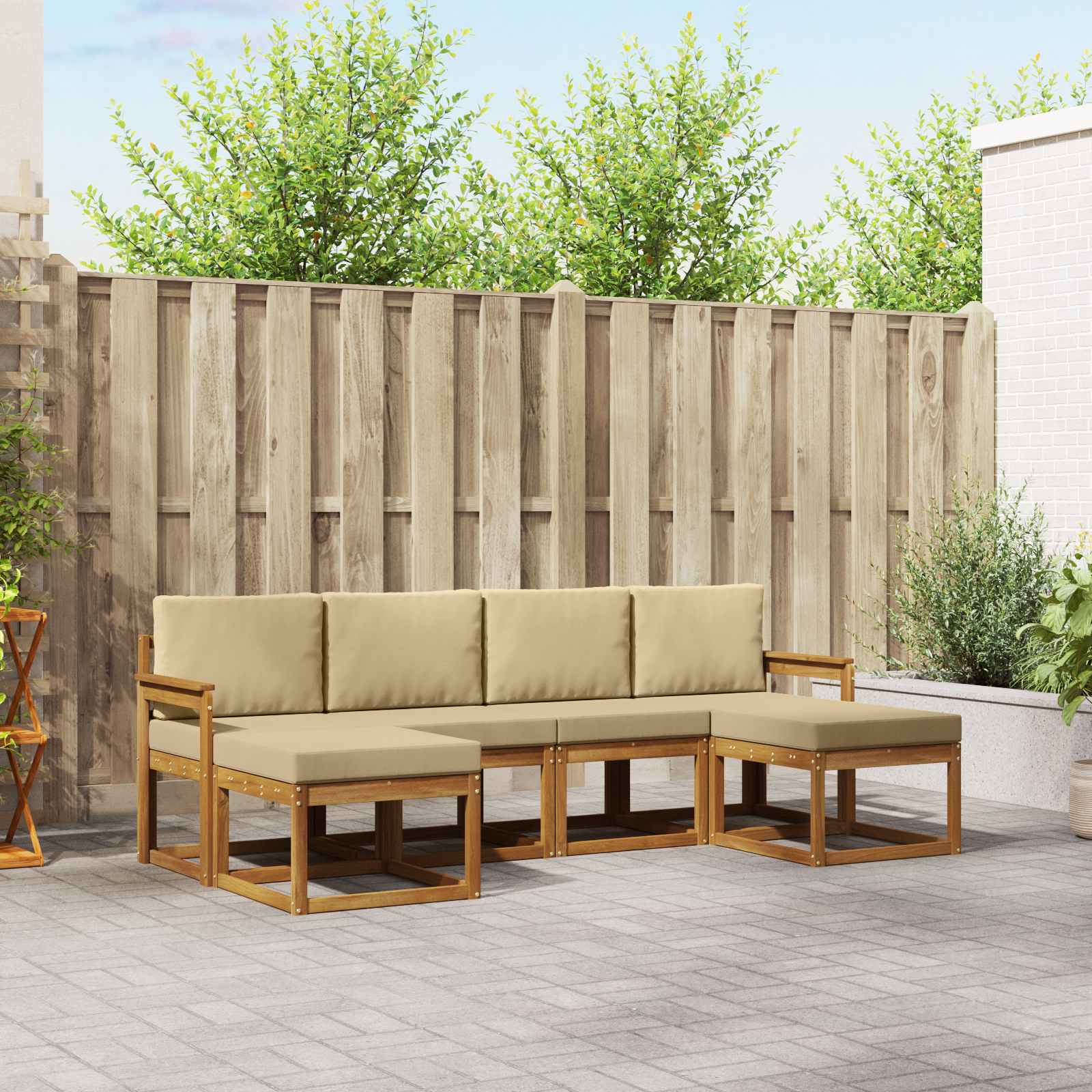Set vanjskih sofa 6 pcs Prirodna i bež Konstruirano drvo