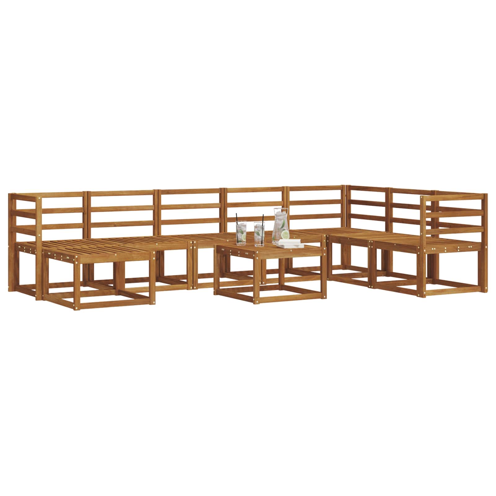 Set vanjskih sofa 9 pcs Prirodna Čvrsto drvo akacije
