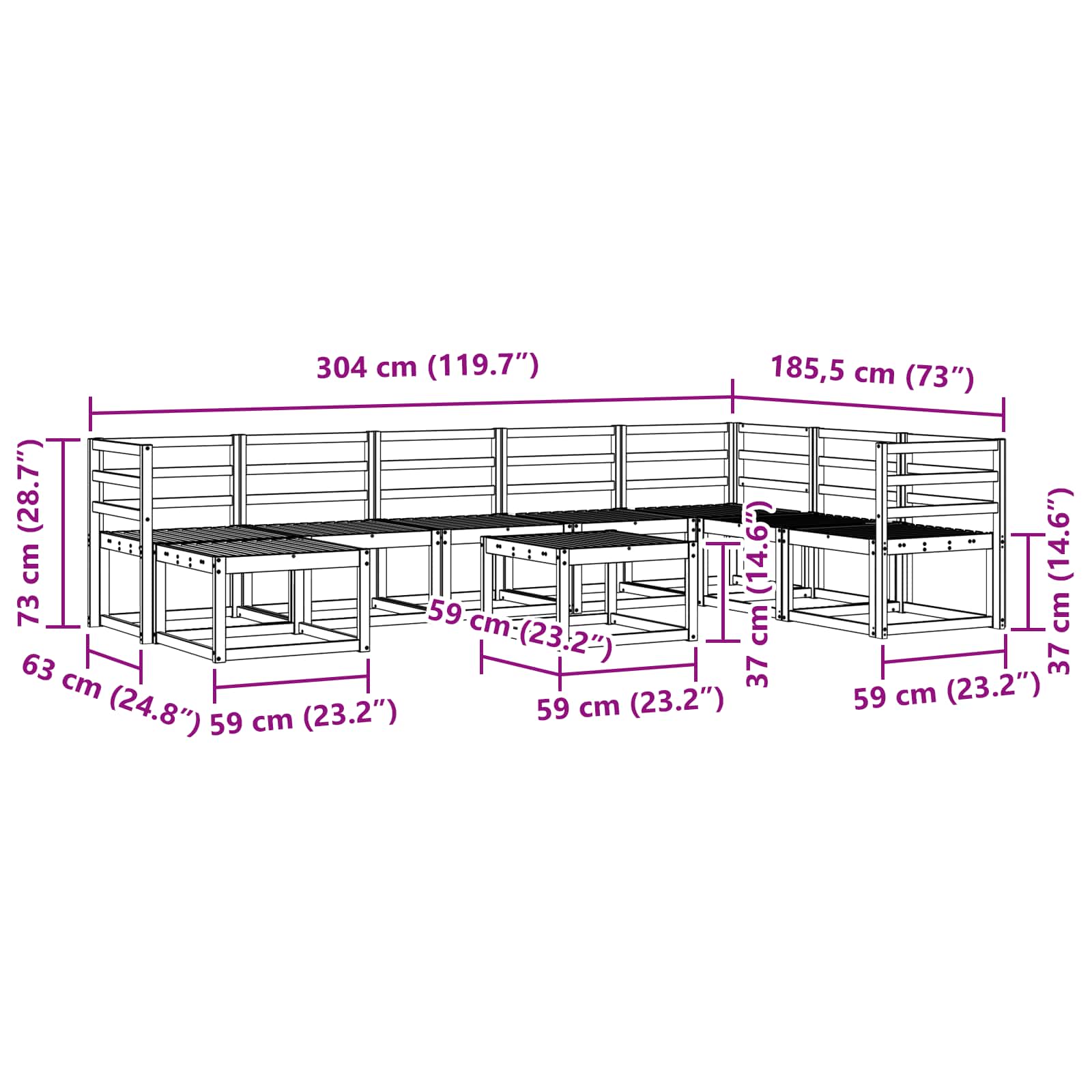 Set vanjskih sofa 9 pcs Prirodna Čvrsto drvo akacije