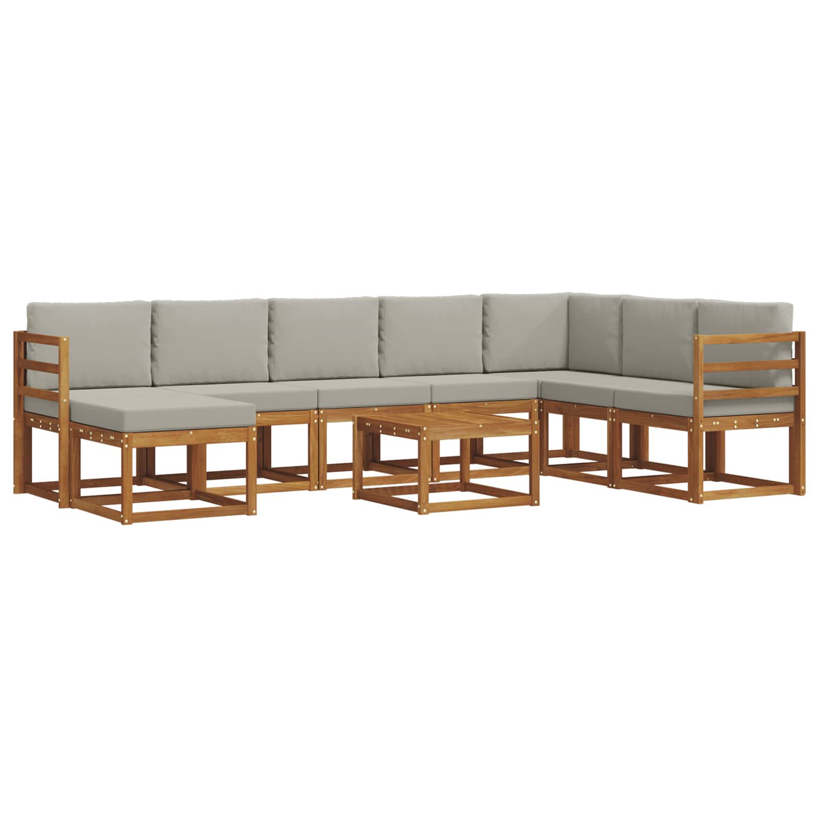 Set vanjskih sofa s jastukom 9 pcs Prirodna i svijetlo siva