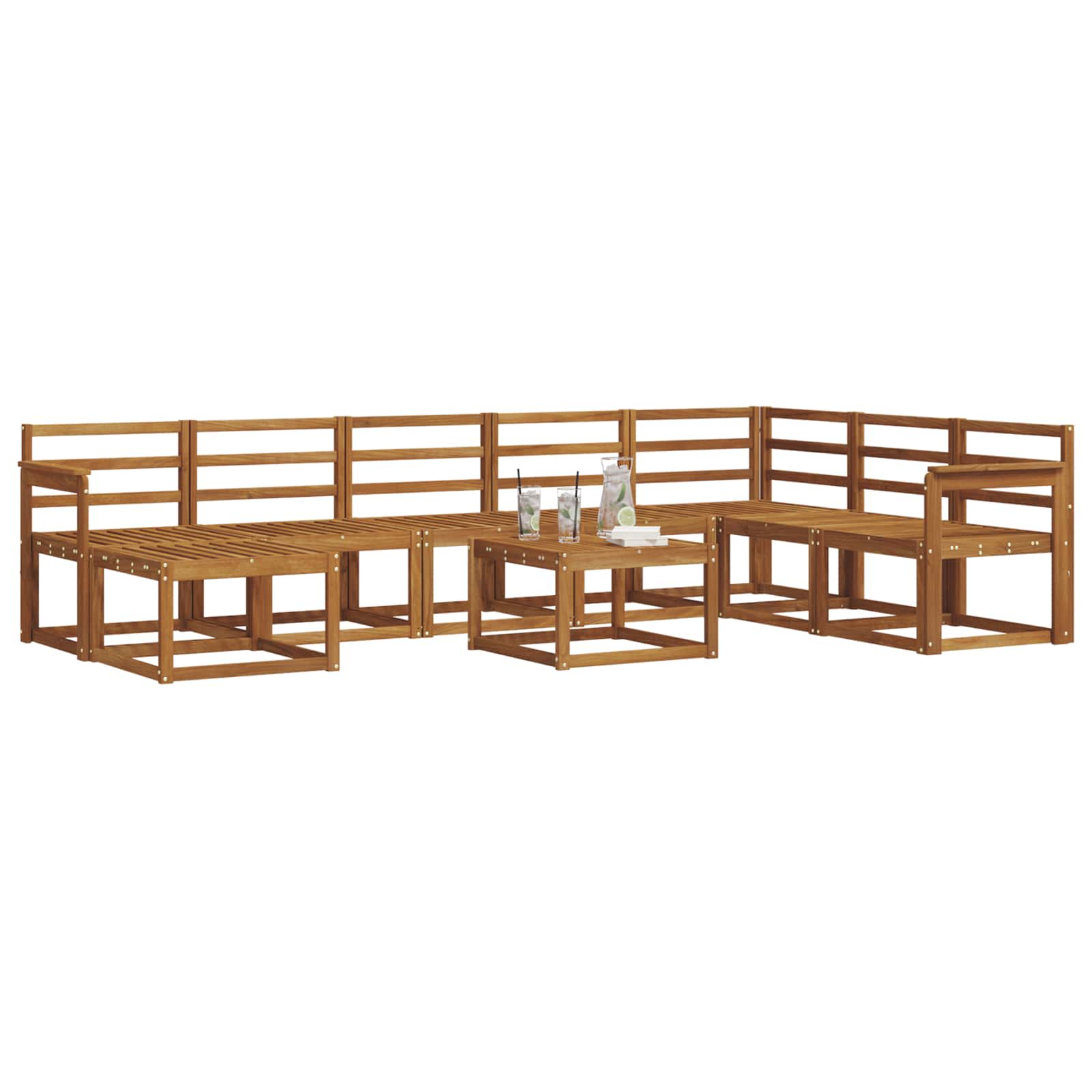 Set vanjskih sofa 9 pcs Prirodna Čvrsto drvo akacije