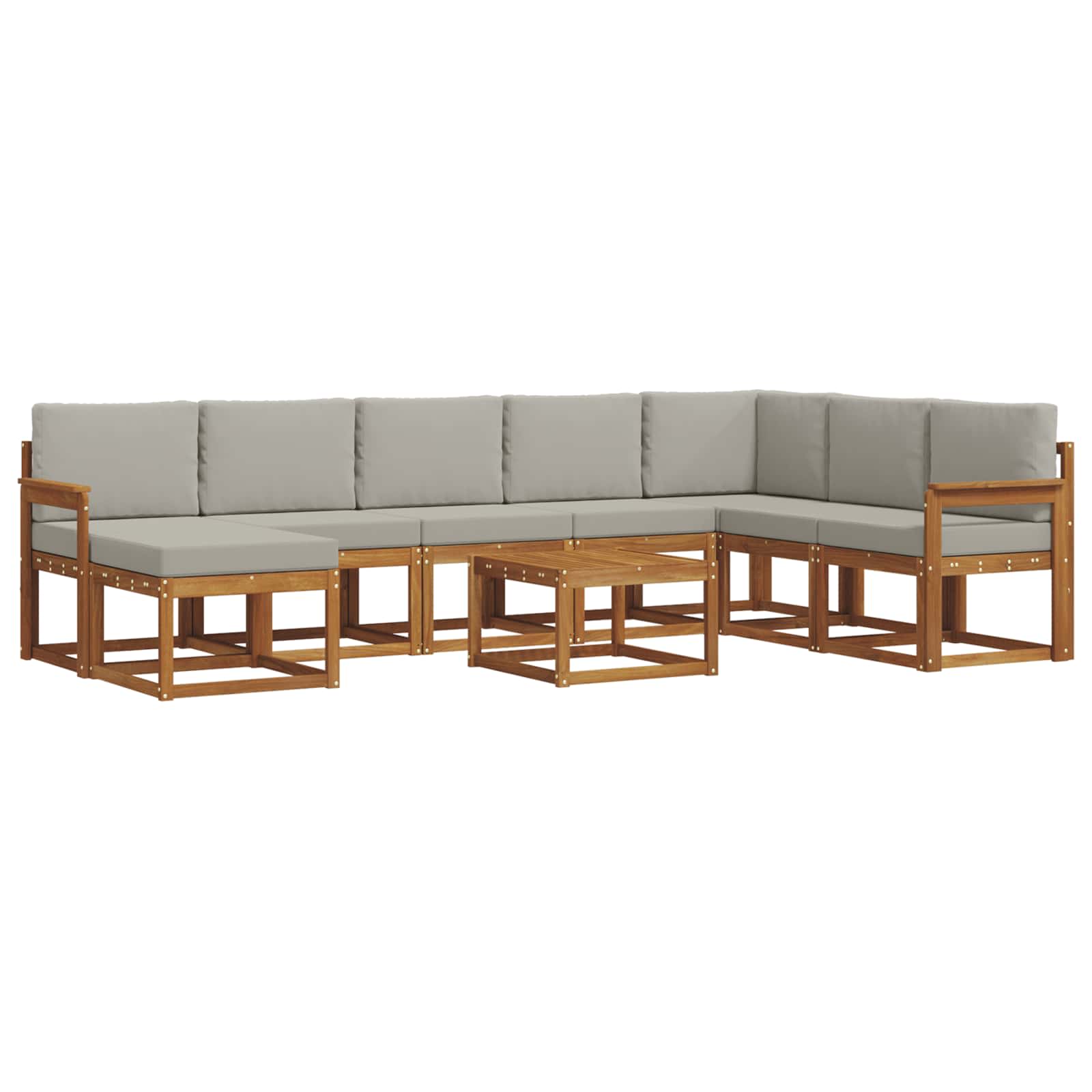 Set vanjskih sofa s jastukom 9 pcs Prirodna i svijetlo siva