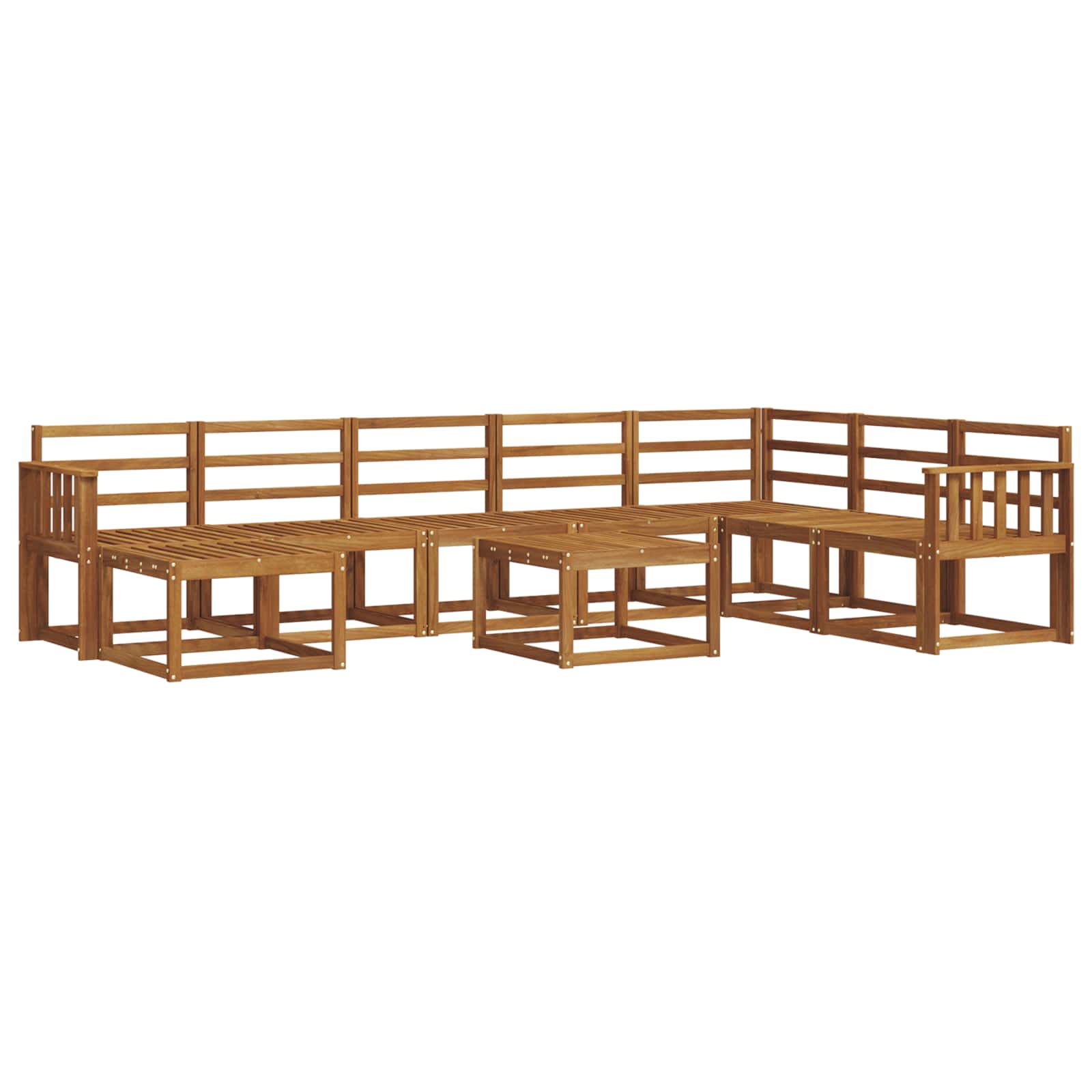 Set vanjskih sofa 9 pcs Prirodna Čvrsto drvo akacije