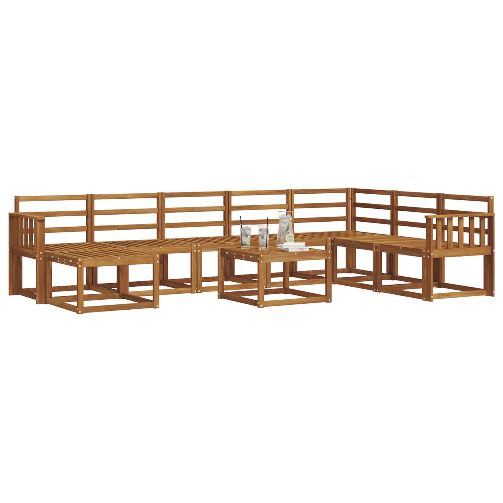 Set vanjskih sofa 9 pcs Prirodna Čvrsto drvo akacije