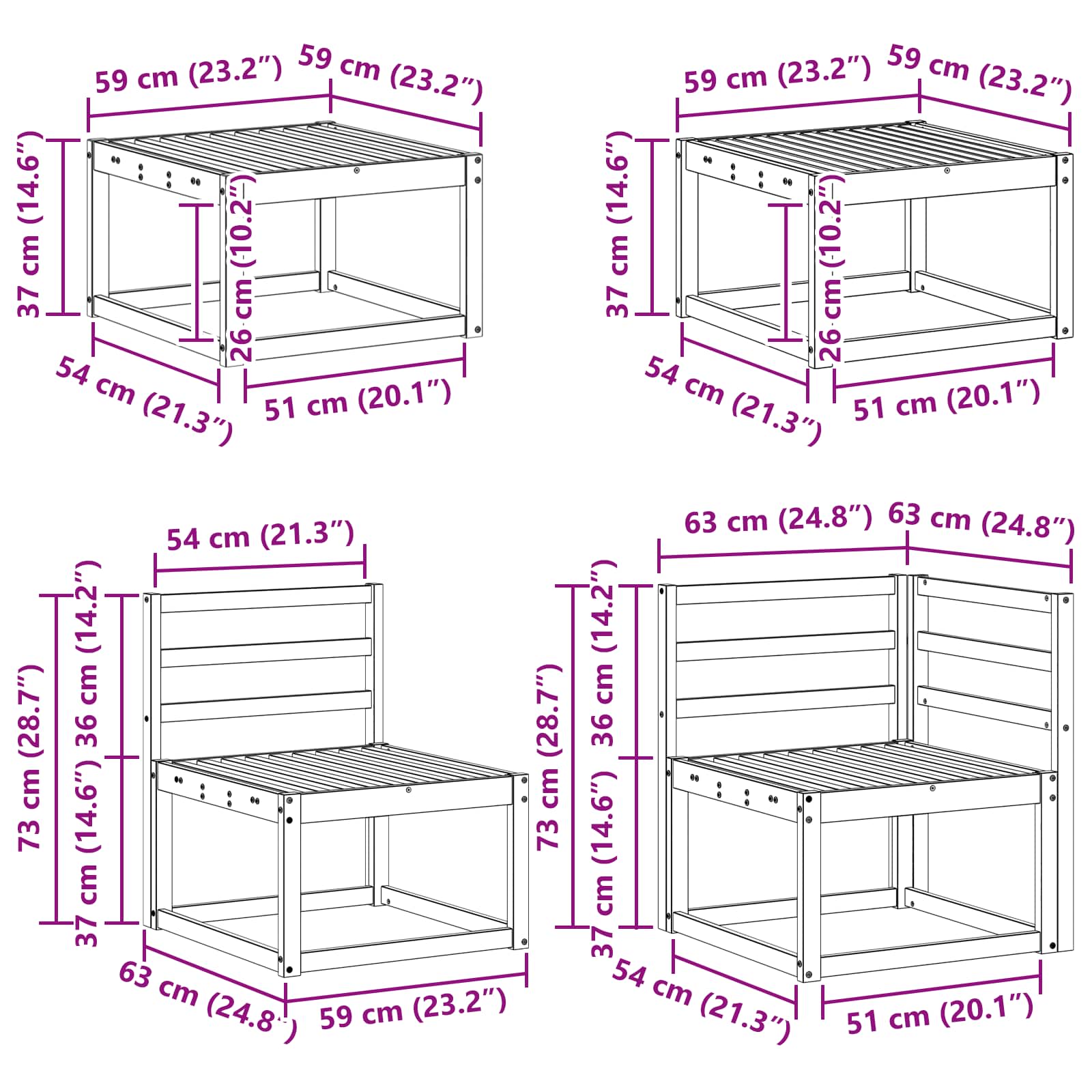 Set vanjskih sofa 9 pcs Prirodna Čvrsto drvo akacije