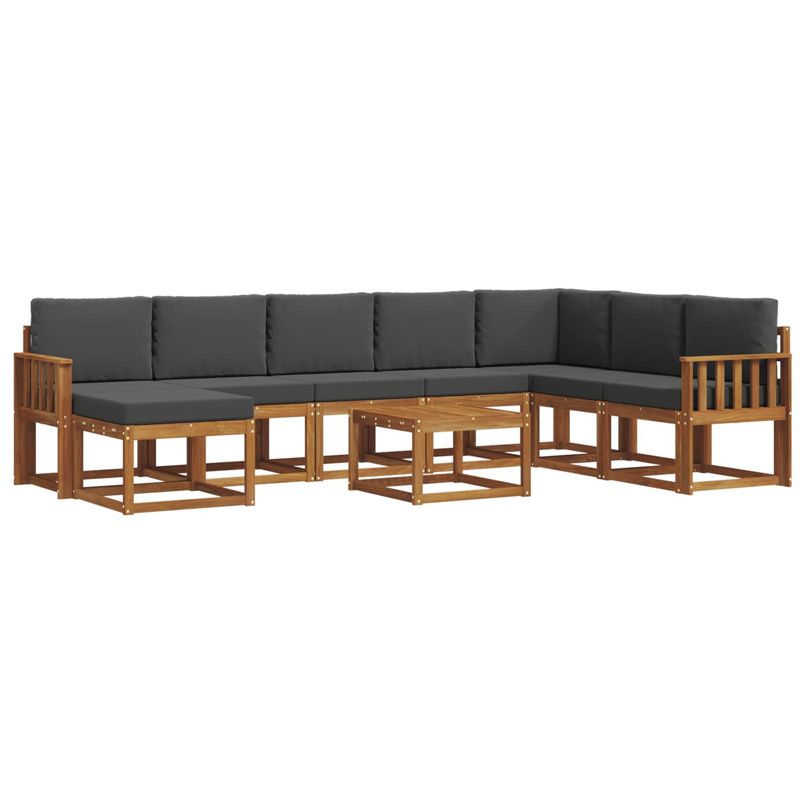Set vanjskih sofa s jastukom 9 pcs Prirodna i antracit