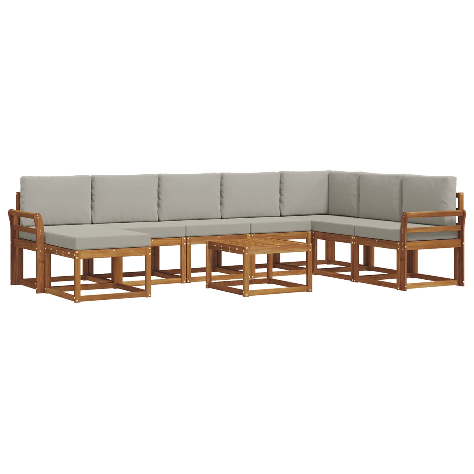 Set vanjskih sofa s jastukom 9 pcs Prirodna i svijetlo siva