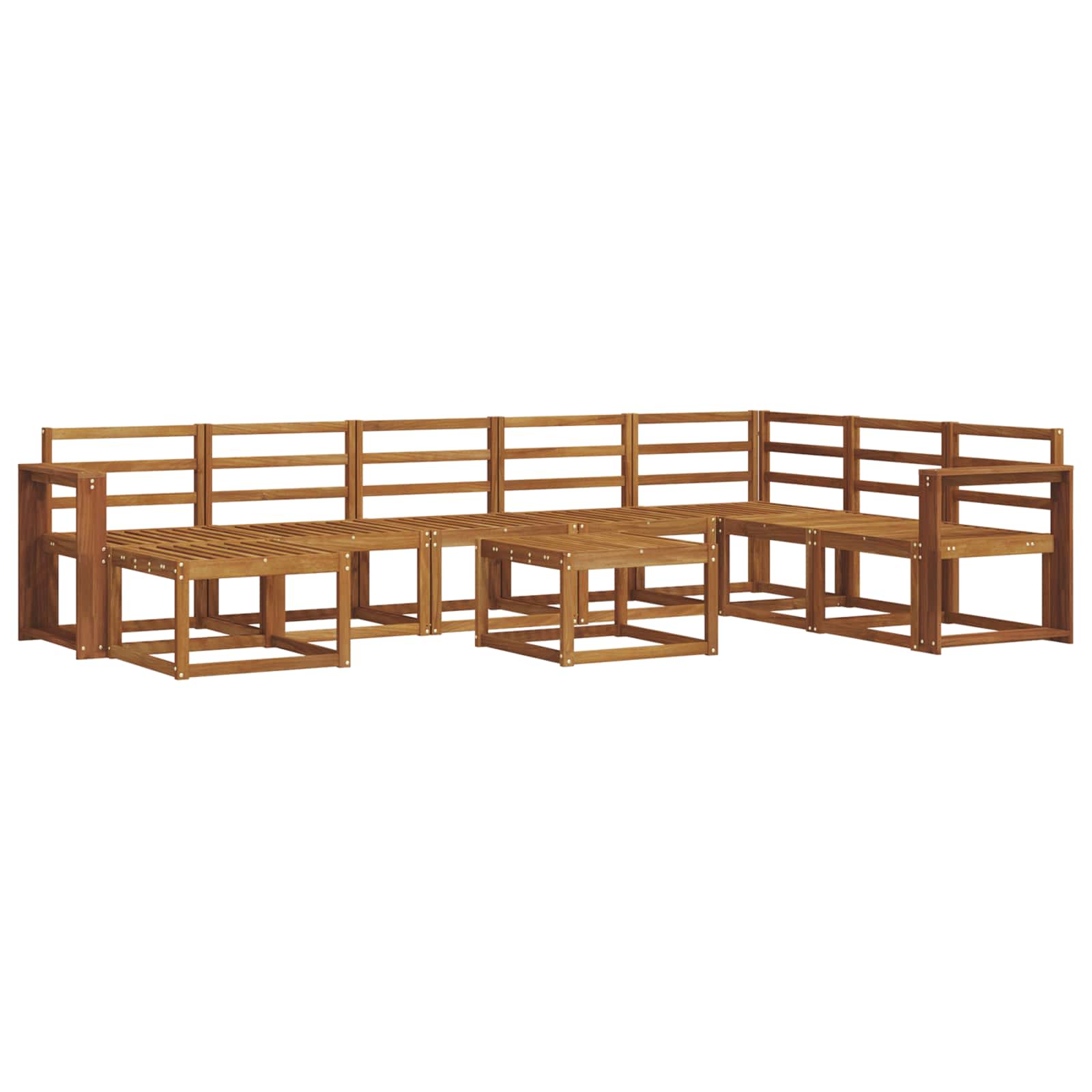 Set vanjskih sofa 9 pcs Prirodna Čvrsto drvo akacije