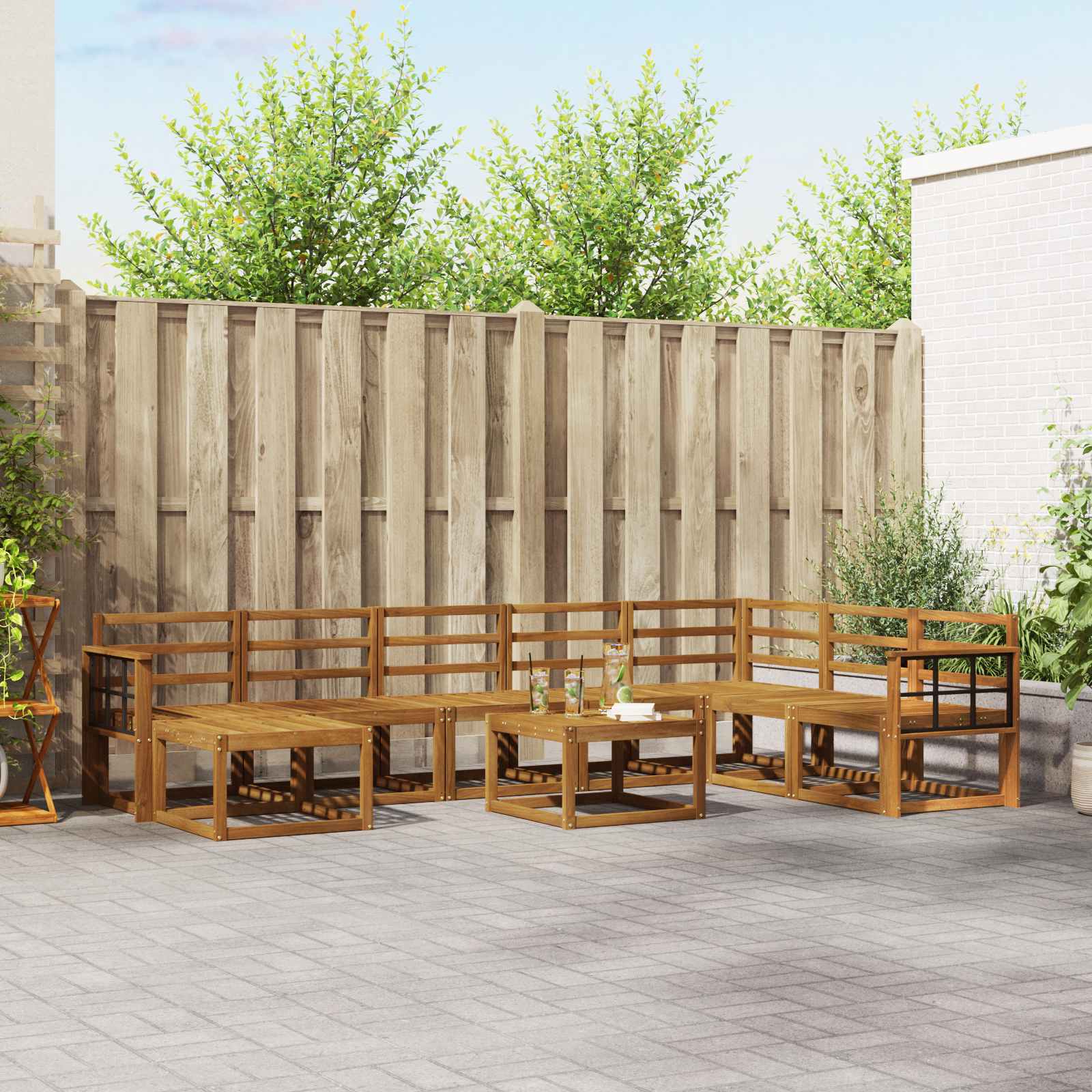 Set vanjskih sofa 9 pcs Prirodna Čvrsto drvo akacije