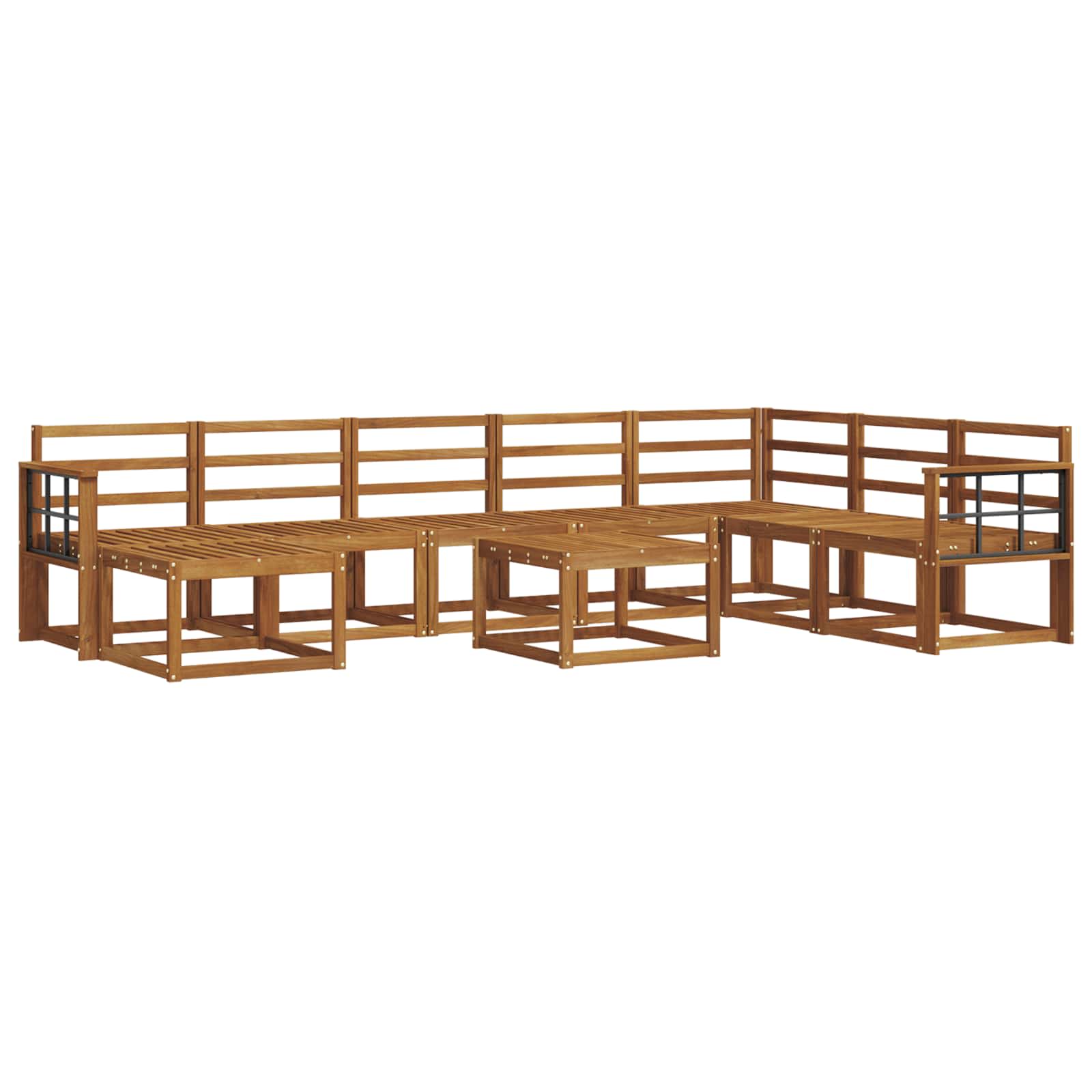 Set vanjskih sofa 9 pcs Prirodna Čvrsto drvo akacije