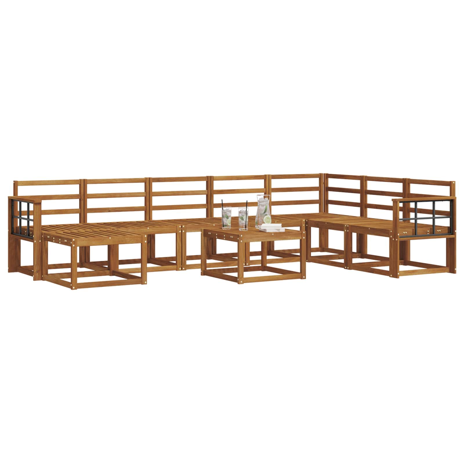 Set vanjskih sofa 9 pcs Prirodna Čvrsto drvo akacije