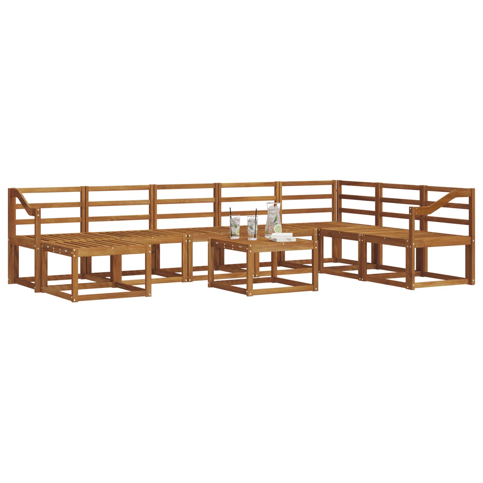 Set vanjskih sofa 9 pcs Prirodna Čvrsto drvo akacije