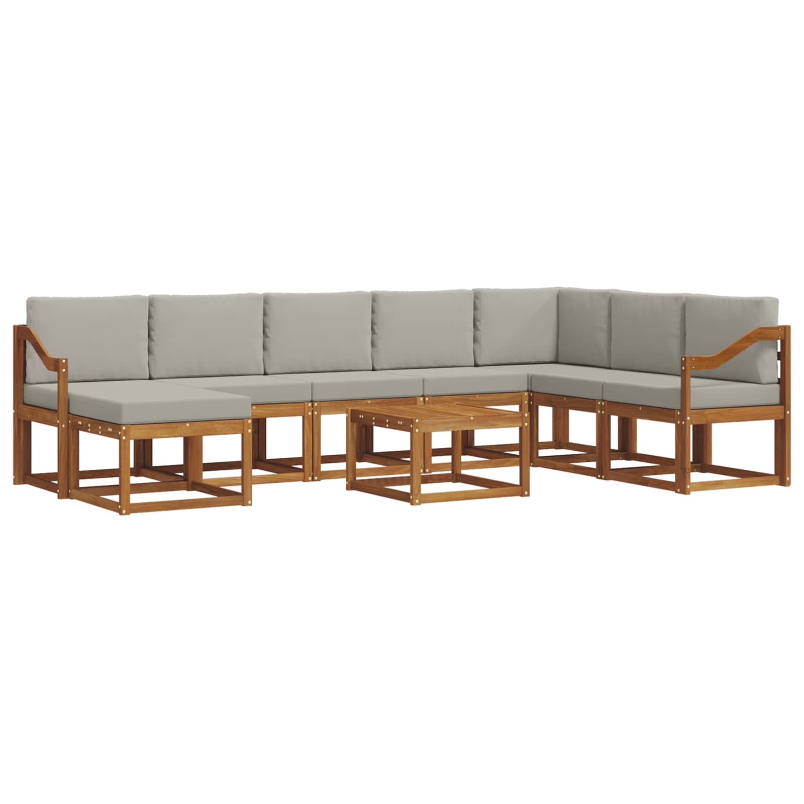 Set vanjskih sofa s jastukom 9 pcs Prirodna i svijetlo siva