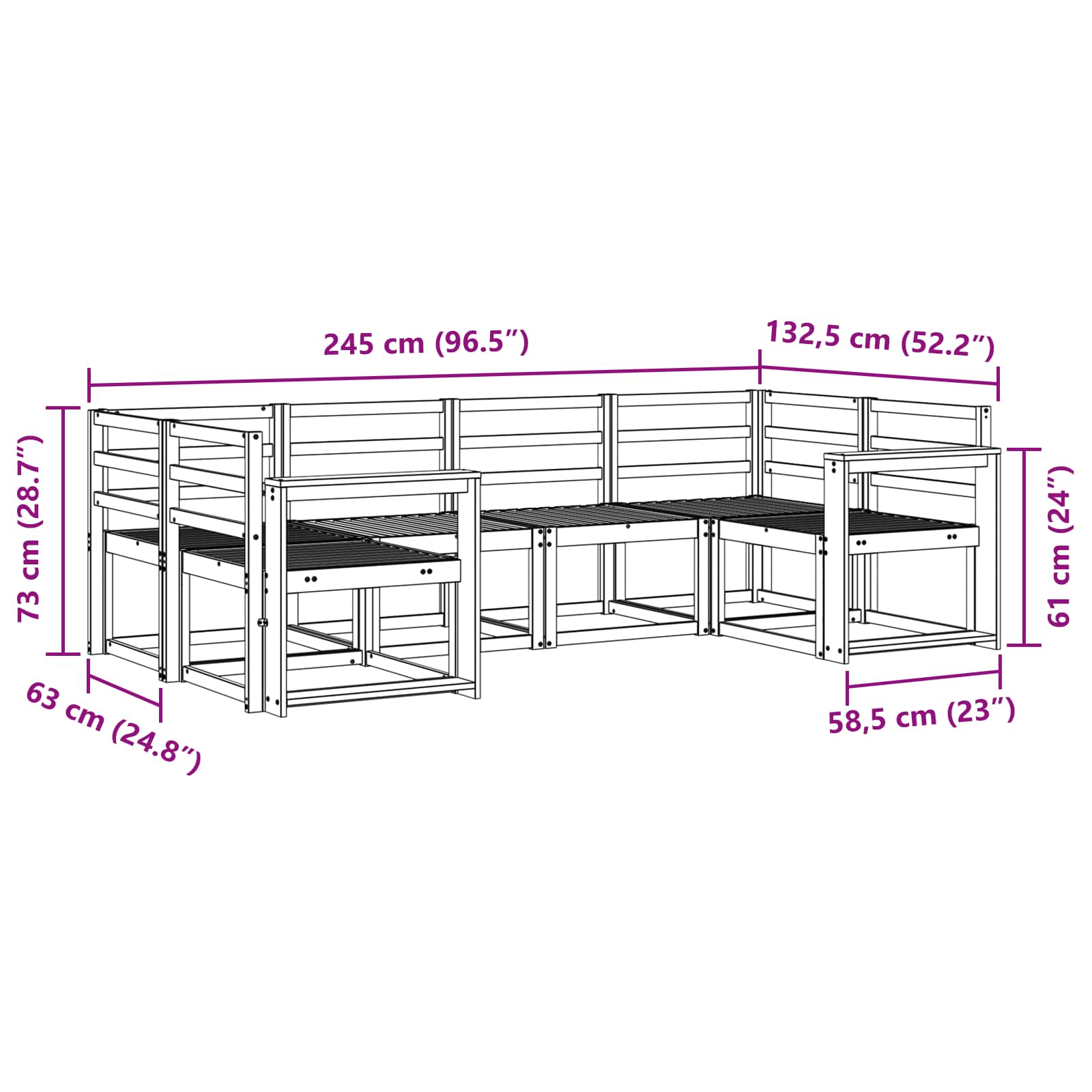 Set vanjskih sofa 6 pcs Prirodna Čvrsto drvo akacije