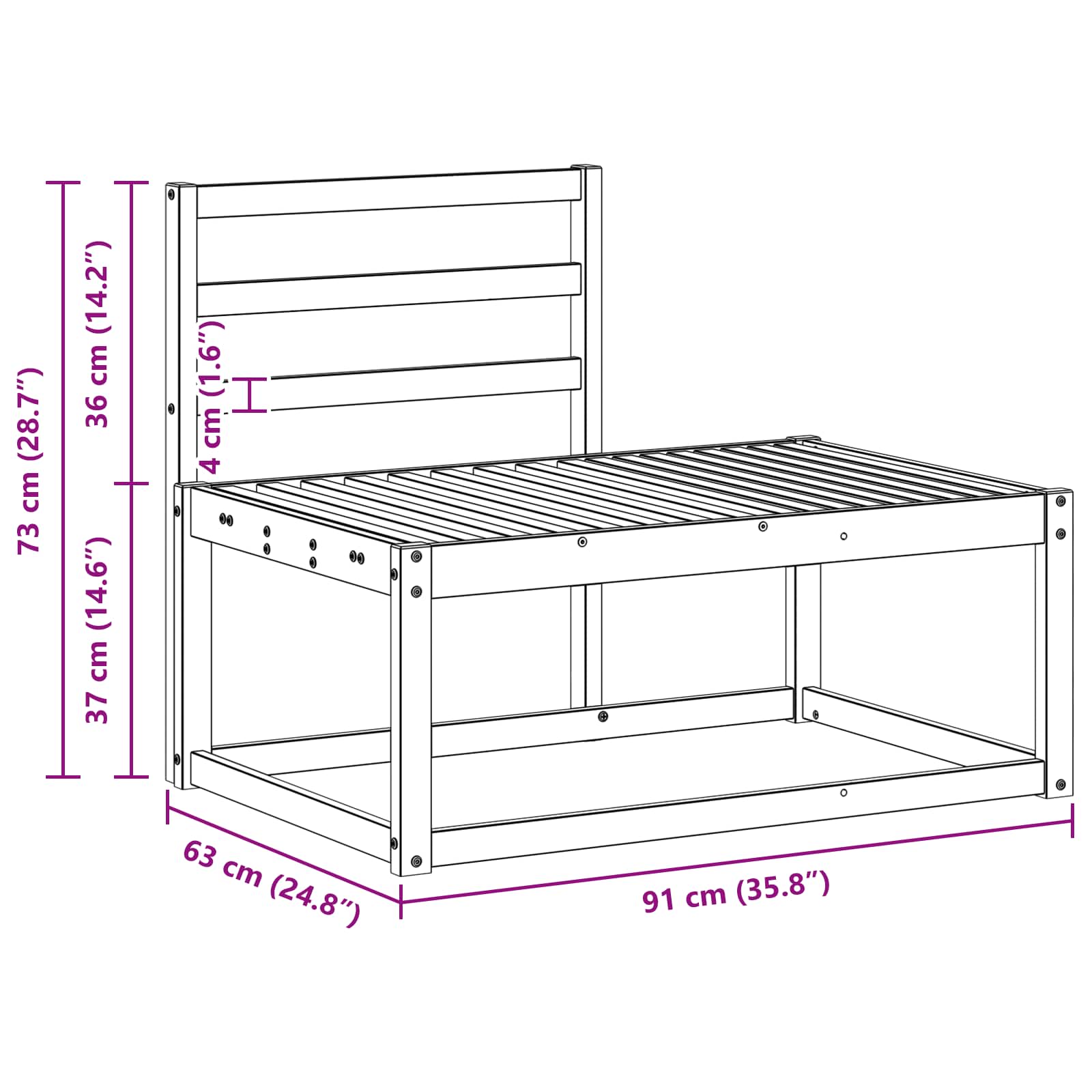 Set vanjskih sofa 2 pcs Prirodna 182,5 x 63 x 73 cm
