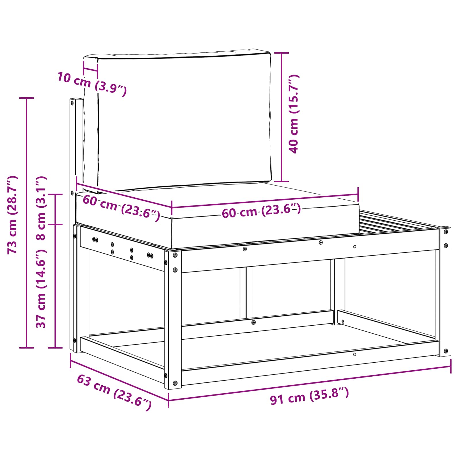 Set vanjskih sofa s jastukom 2 pcs Prirodna