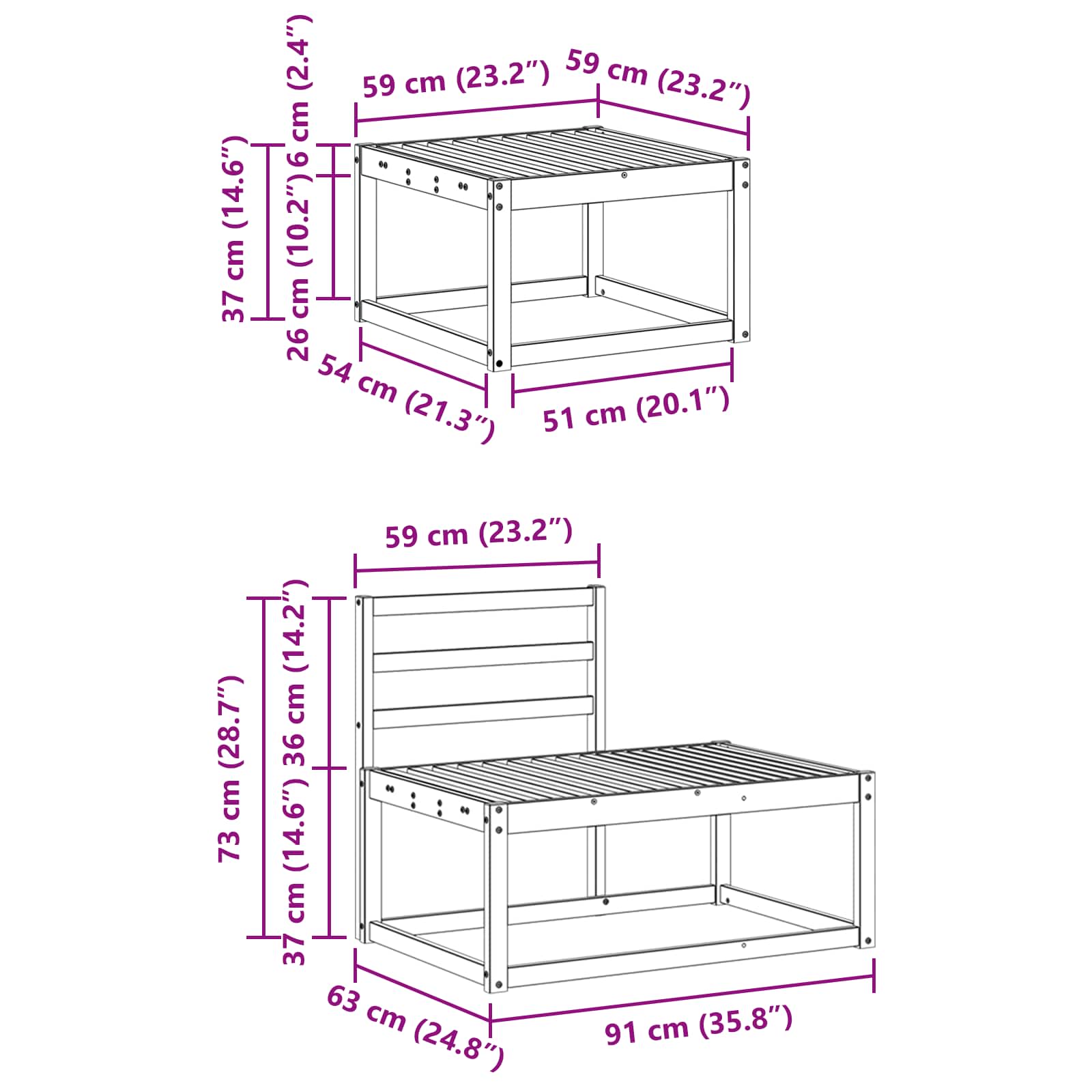 Set vanjskih sofa 3 pcs Prirodna Čvrsto drvo akacije