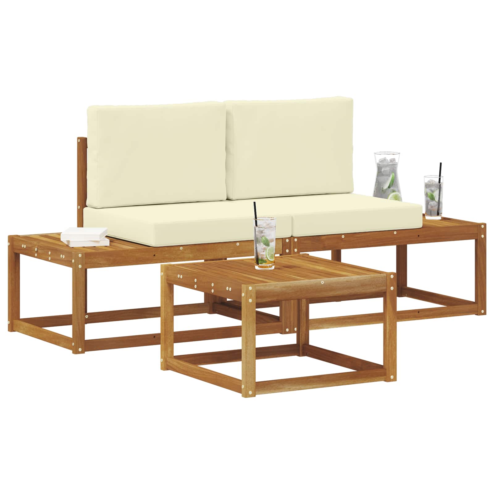 Set vanjskih sofa s jastukom 3 pcs Prirodna