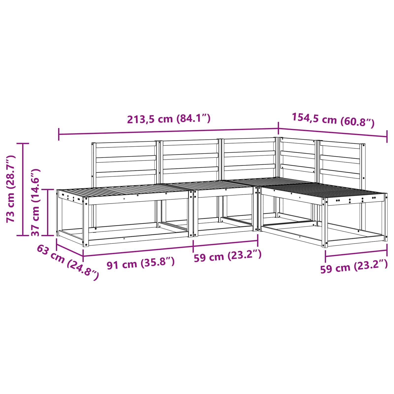 Set vanjskih sofa 4 Komad Prirodna Čvrsto drvo akacije