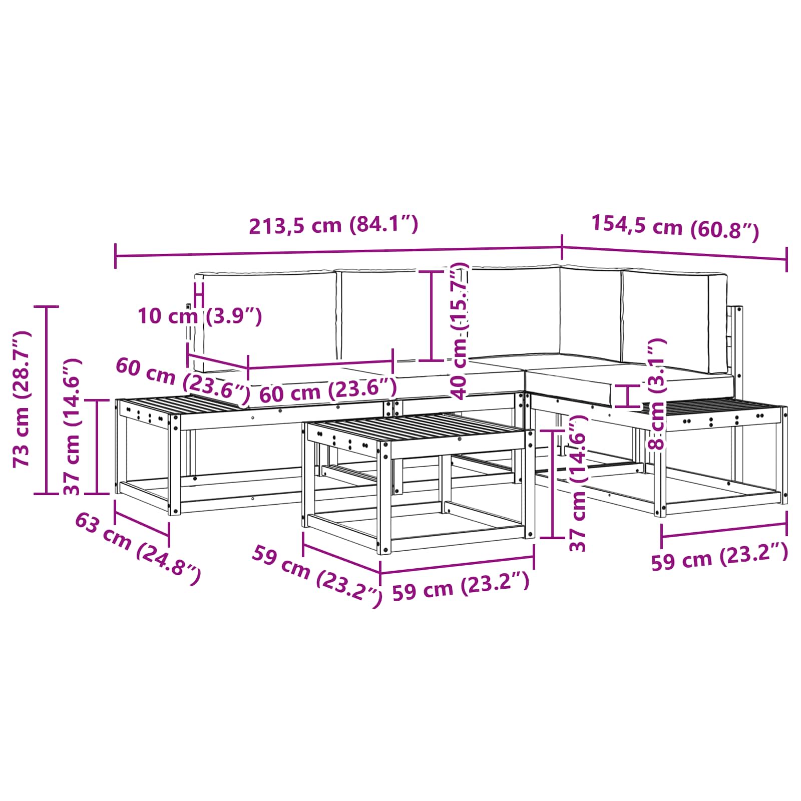 Set vanjskih sofa s jastukom 5 Komad Prirodna i svijetlo siva