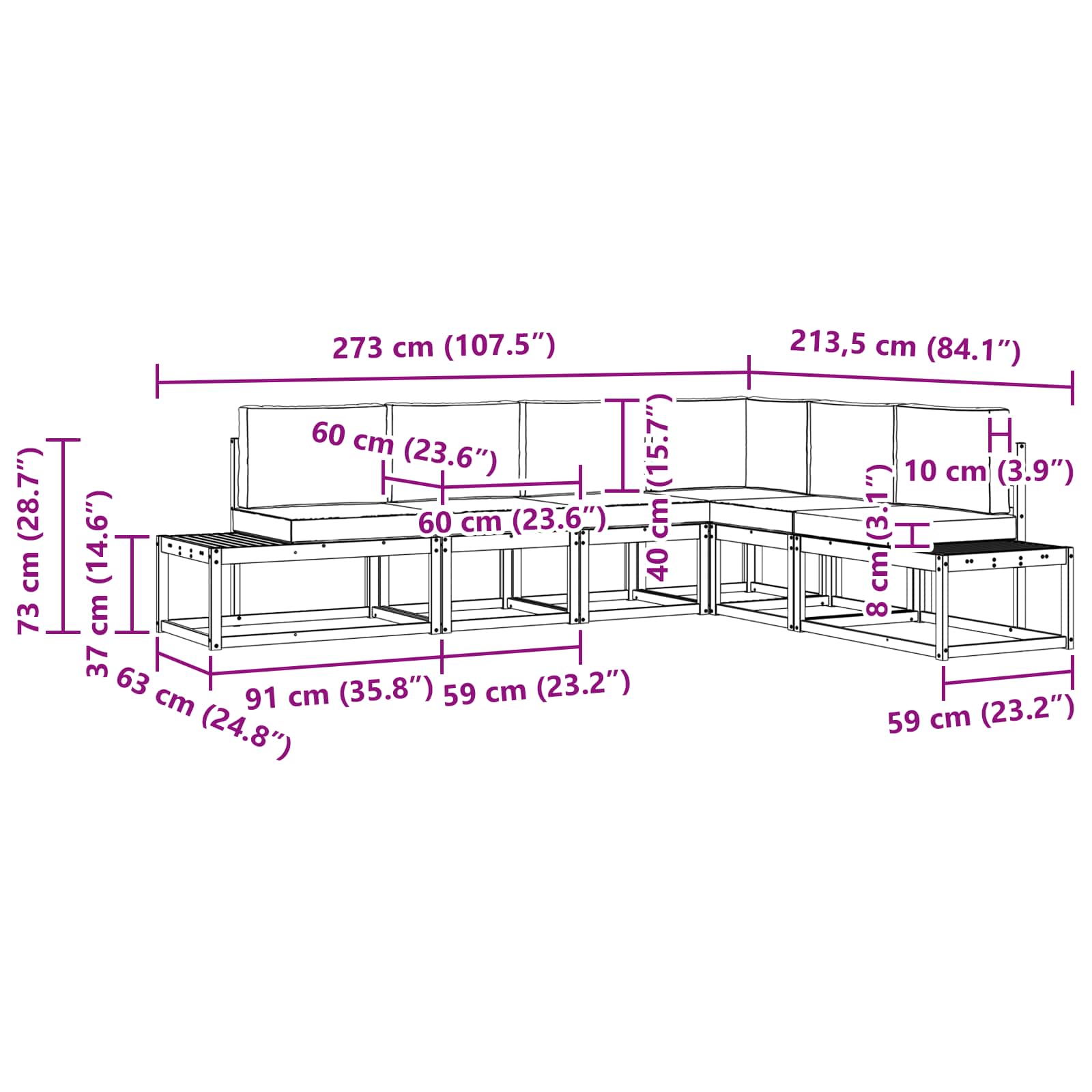 Set vanjskih sofa s jastukom 6 Komad Prirodna i antracit