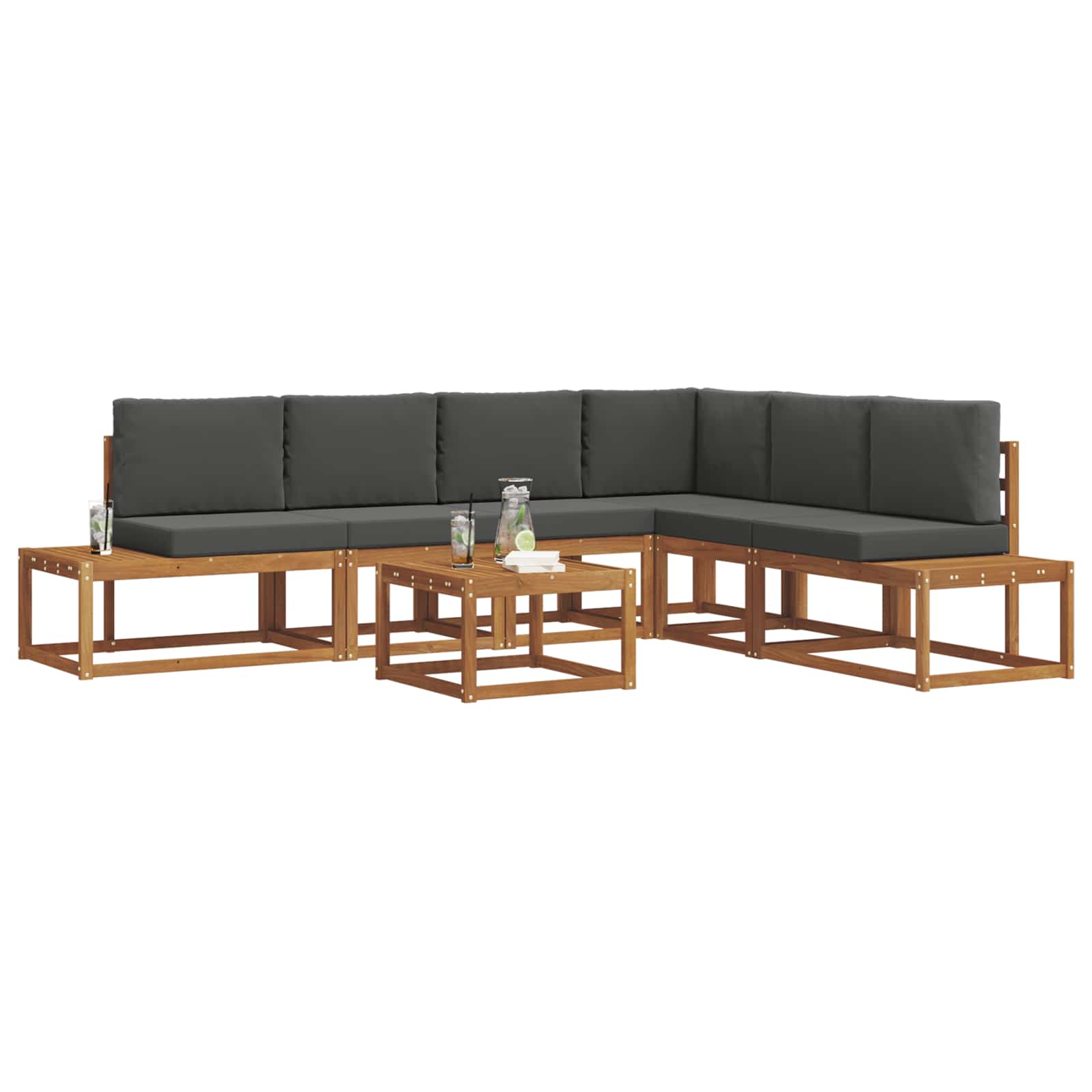 Set vanjskih sofa s jastukom 7 Komad Prirodna i antracit