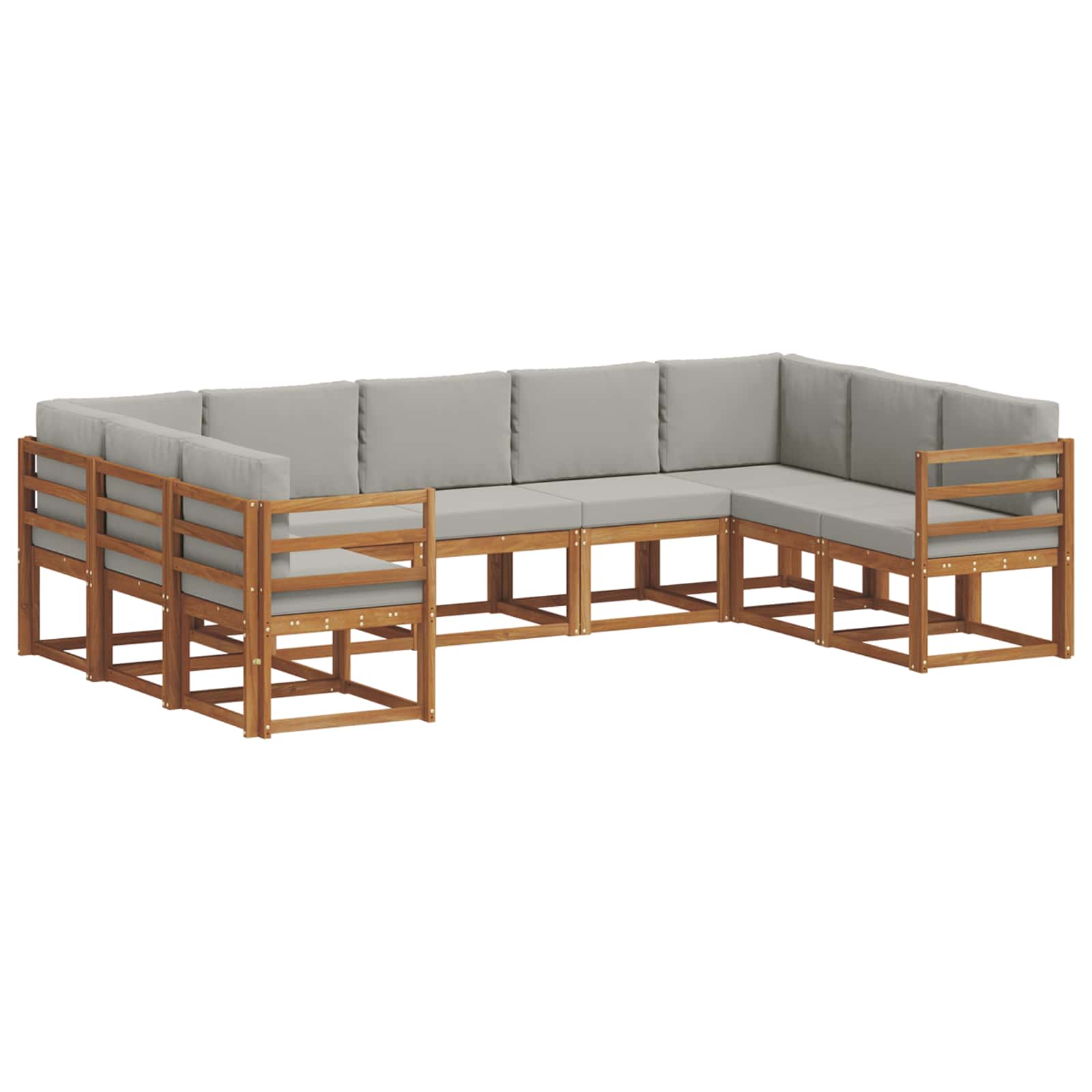 Set vanjskih sofa s jastukom 9 pcs Prirodna i svijetlo siva