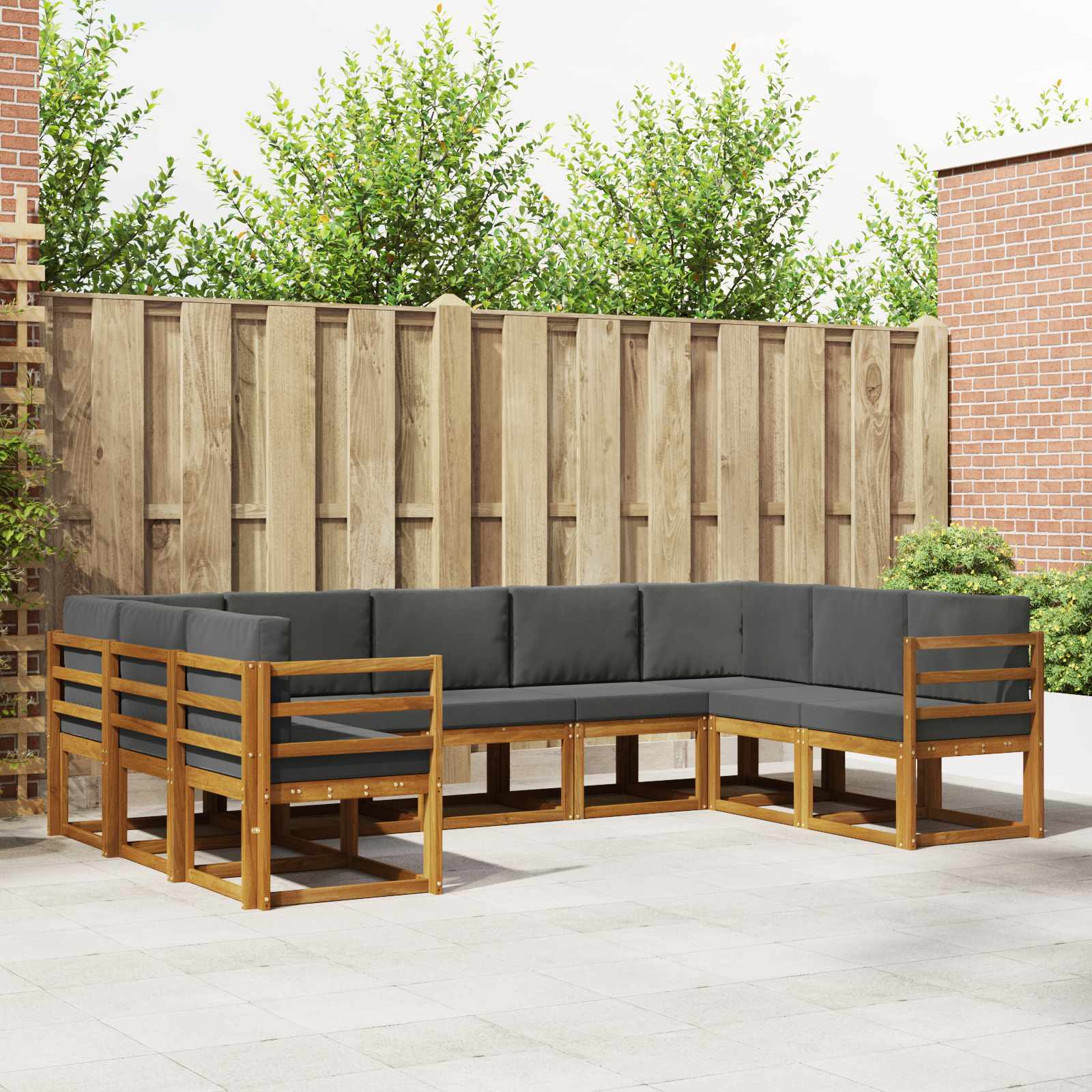 Set vanjskih sofa s jastukom 9 pcs Prirodna i antracit