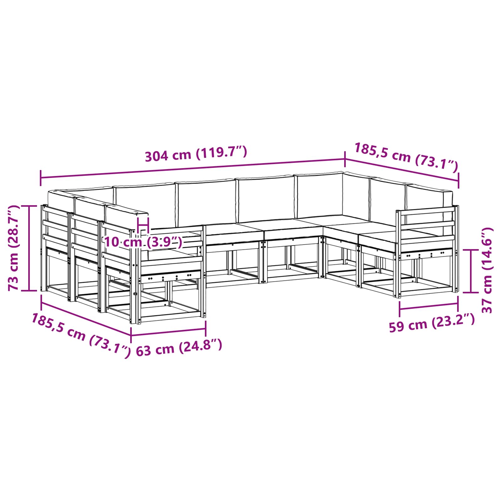 Set vanjskih sofa s jastukom 9 pcs Prirodna i antracit