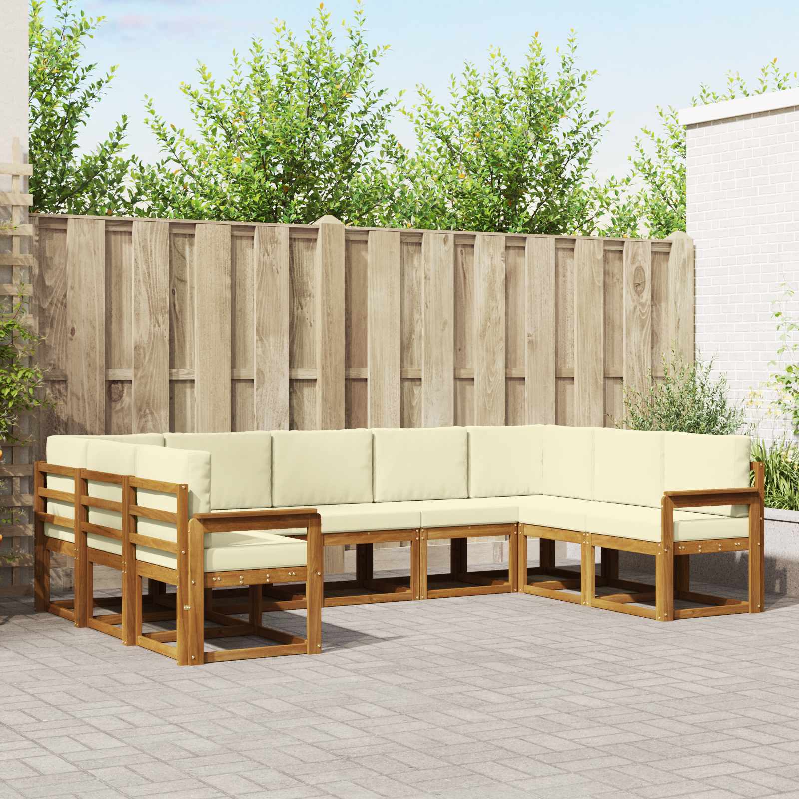 Set vanjskih sofa s jastukom 9 pcs Prirodna i krem
