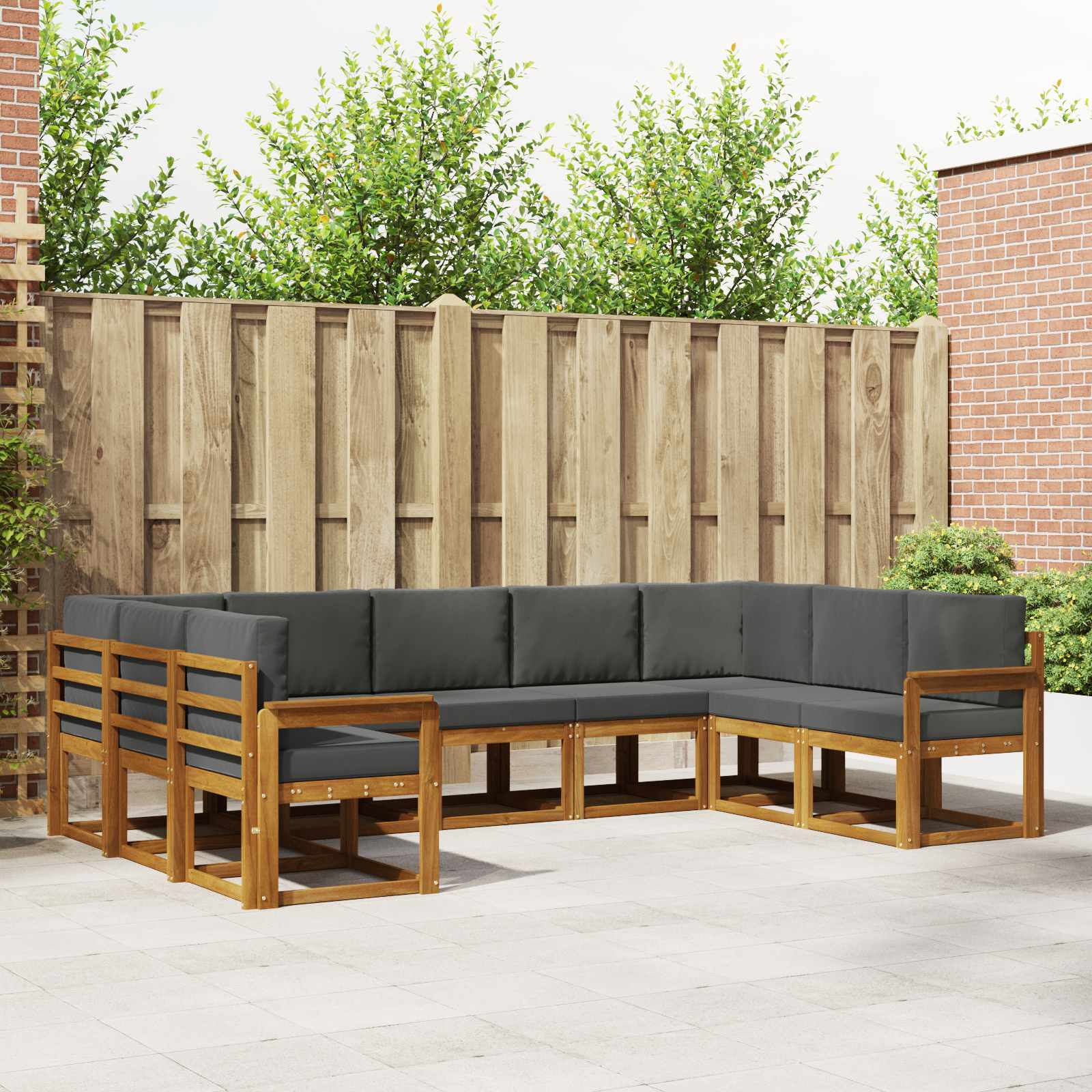 Set vanjskih sofa s jastukom 9 pcs Prirodna i antracit