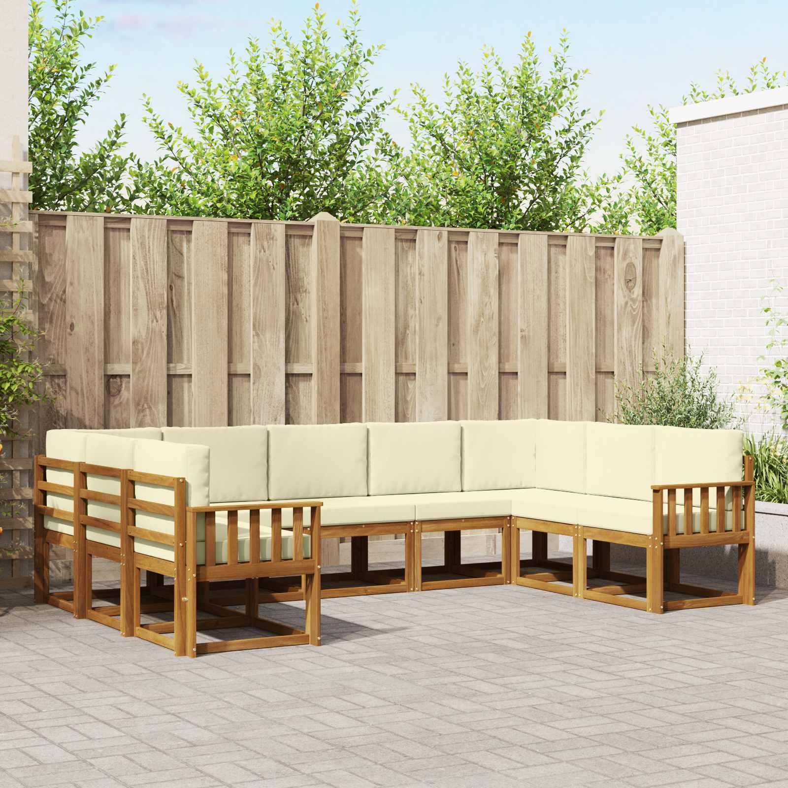 Set vanjskih sofa s jastukom 9 pcs Prirodna i krem