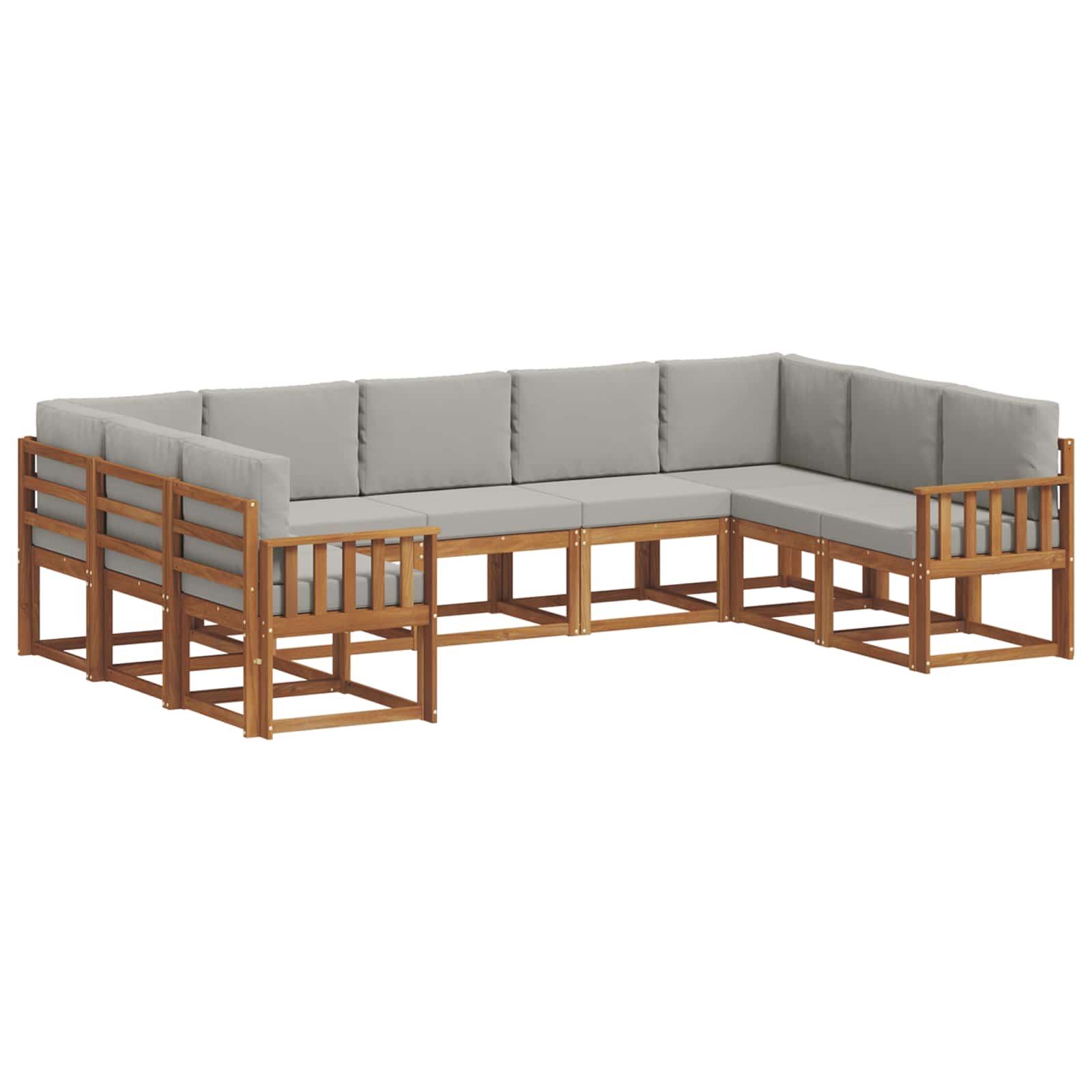 Set vanjskih sofa s jastukom 9 pcs Prirodna i svijetlo siva