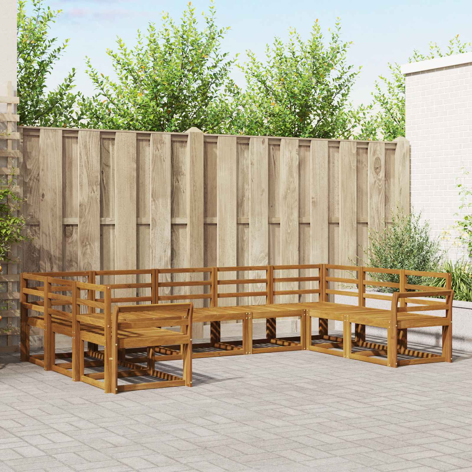 Set vanjskih sofa 9 pcs Prirodna Čvrsto drvo akacije