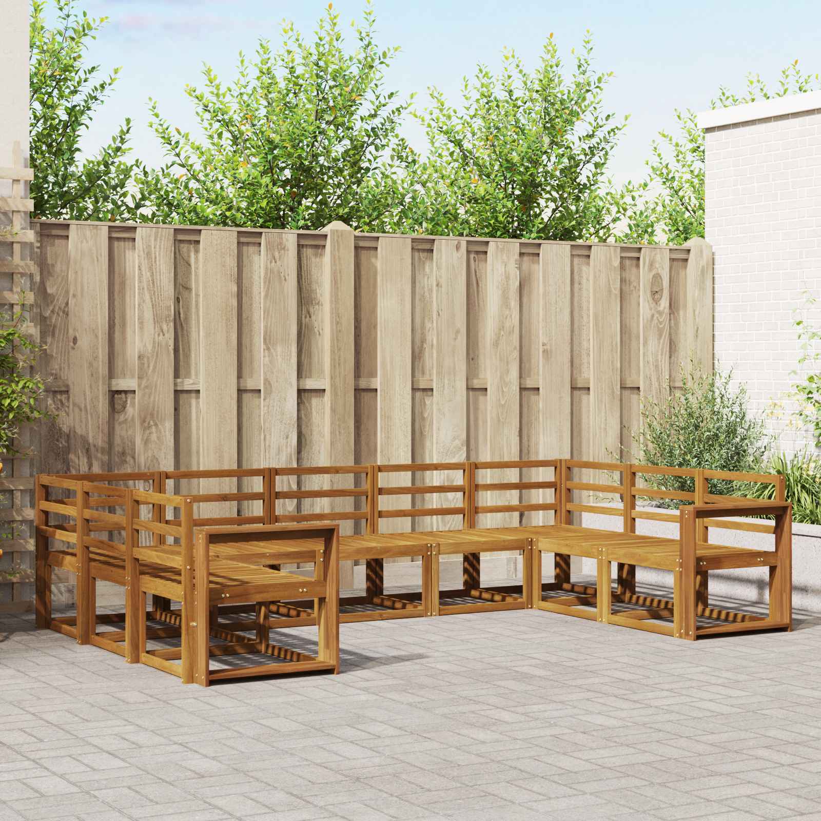 Set vanjskih sofa 9 pcs Prirodna Čvrsto drvo akacije