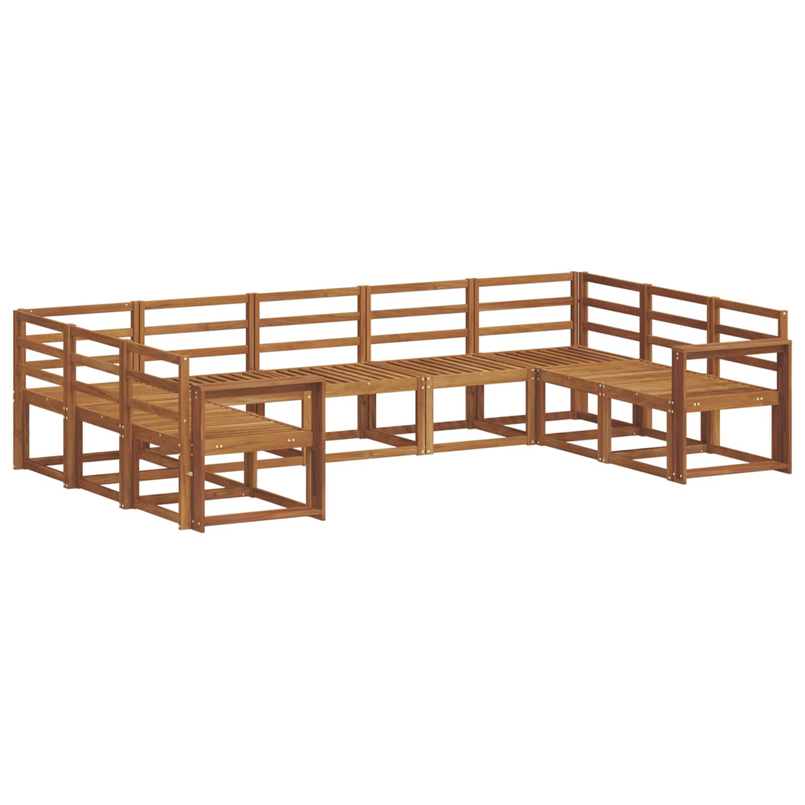 Set vanjskih sofa 9 pcs Prirodna Čvrsto drvo akacije