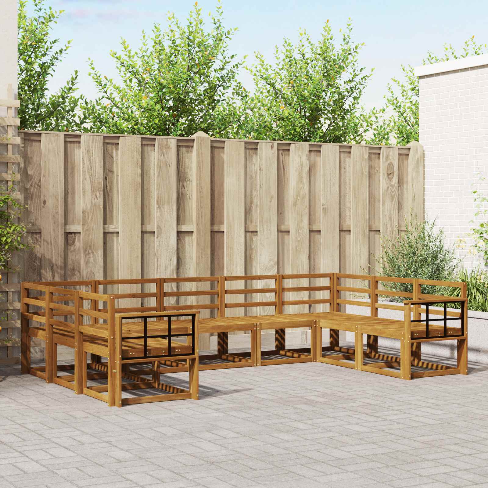 Set vanjskih sofa 9 pcs Prirodna Čvrsto drvo akacije