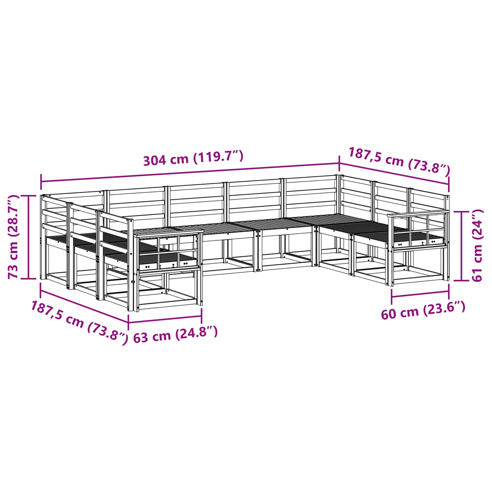 Set vanjskih sofa 9 pcs Prirodna Čvrsto drvo akacije