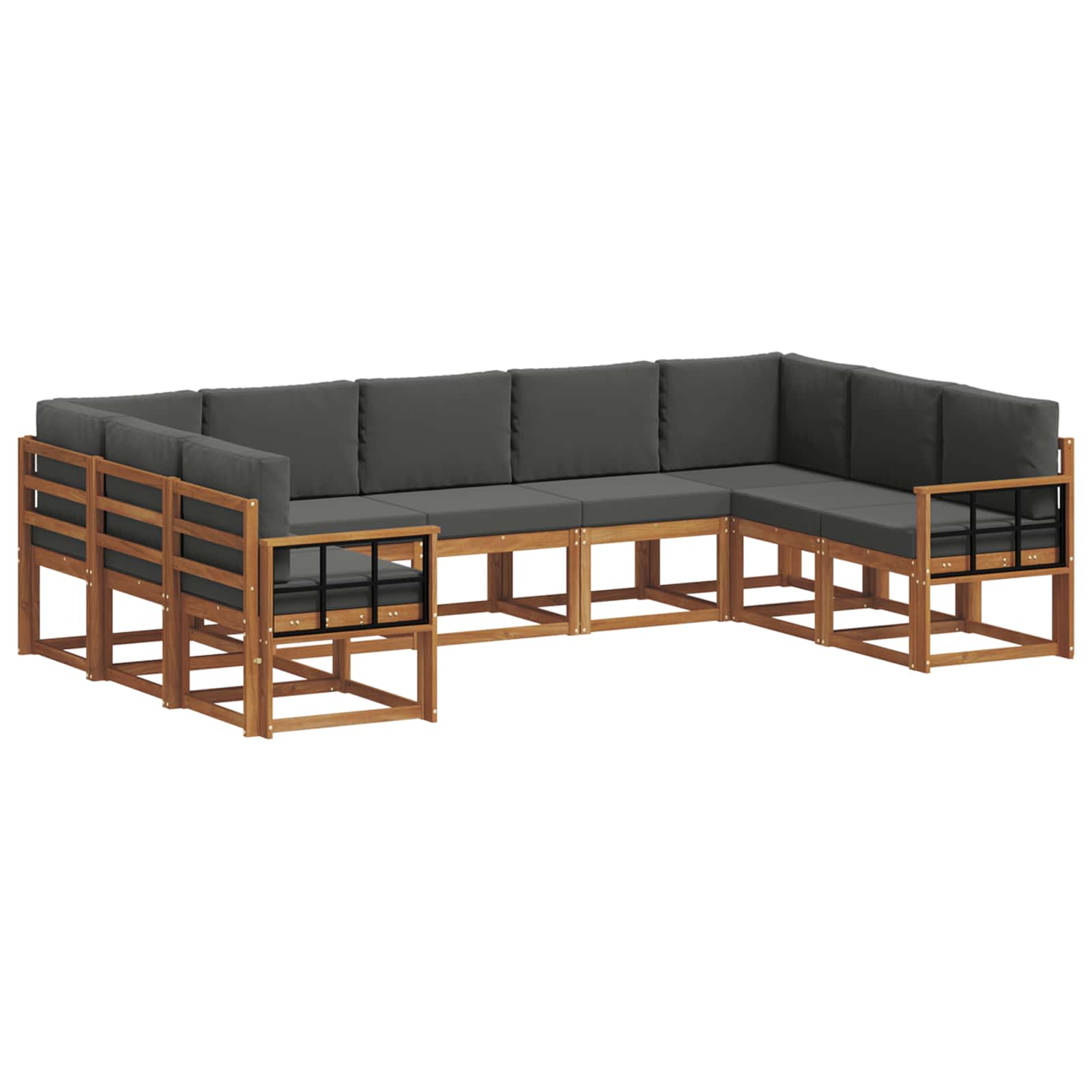 Set vanjskih sofa s jastukom 9 pcs Prirodna i antracit