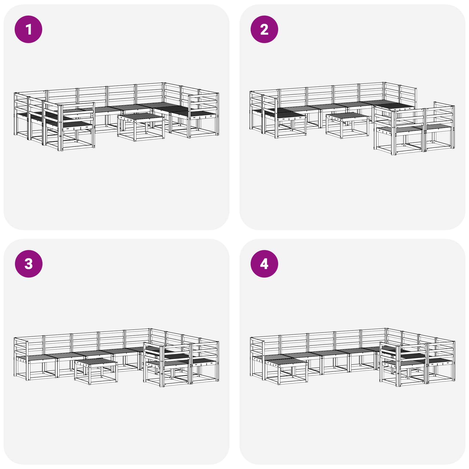 Set vanjskih sofa 10 pcs Prirodna Čvrsto drvo akacije