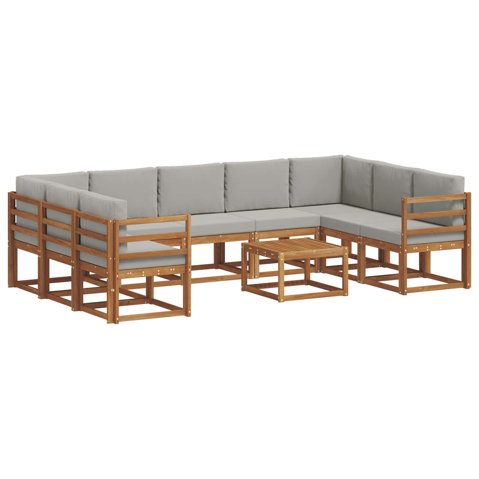 Set vanjskih sofa s jastukom 10 pcs Prirodna i svijetlo siva
