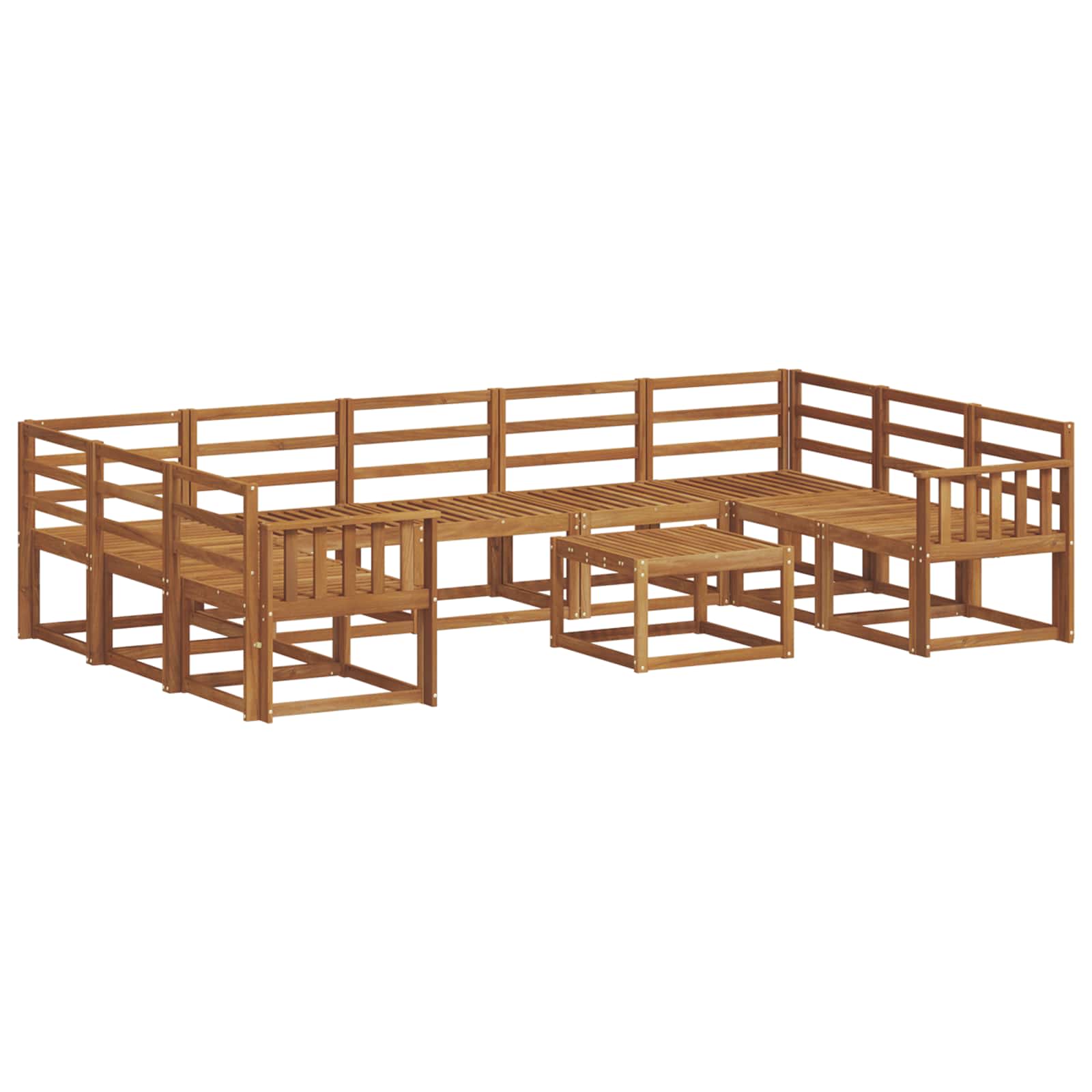 Set vanjskih sofa 10 pcs Prirodna Čvrsto drvo akacije