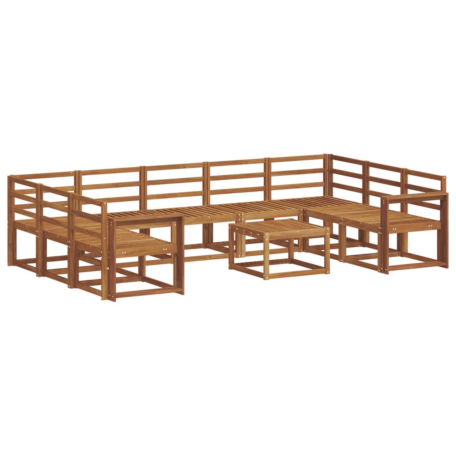 Set vanjskih sofa 10 pcs Prirodna Čvrsto drvo akacije