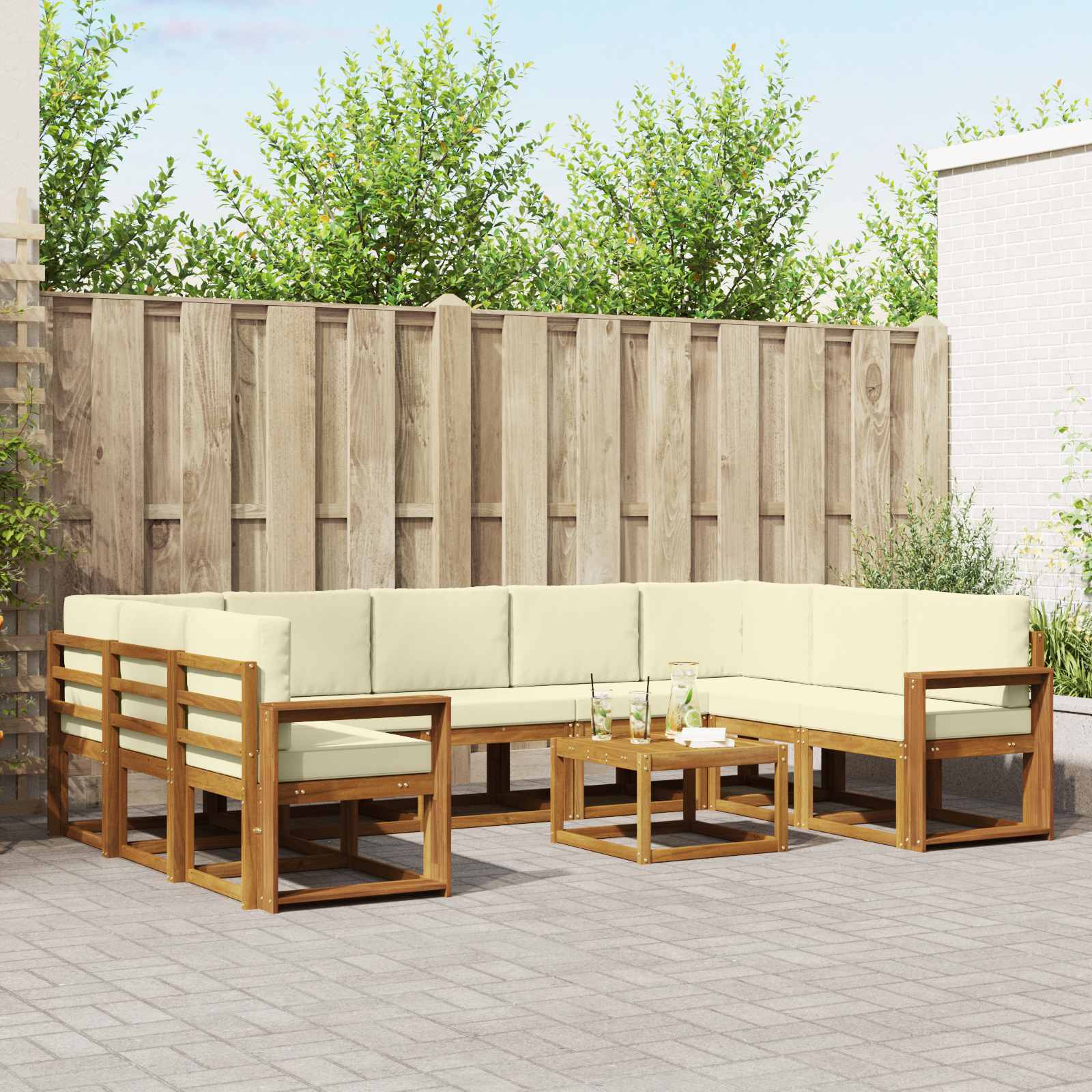 Set vanjskih sofa s jastukom 10 pcs Prirodna i krem