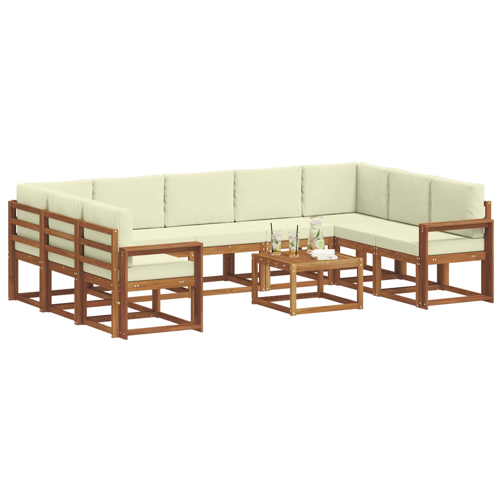 Set vanjskih sofa s jastukom 10 pcs Prirodna i krem
