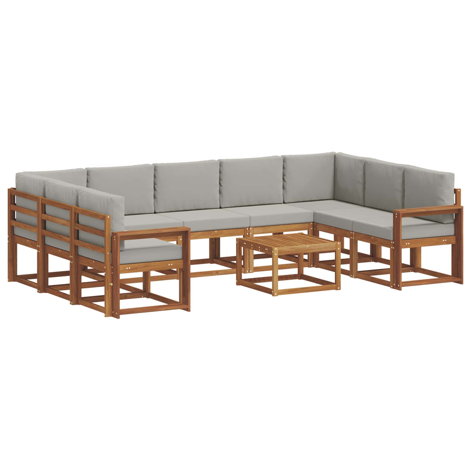 Set vanjskih sofa s jastukom 10 pcs Prirodna i svijetlo siva