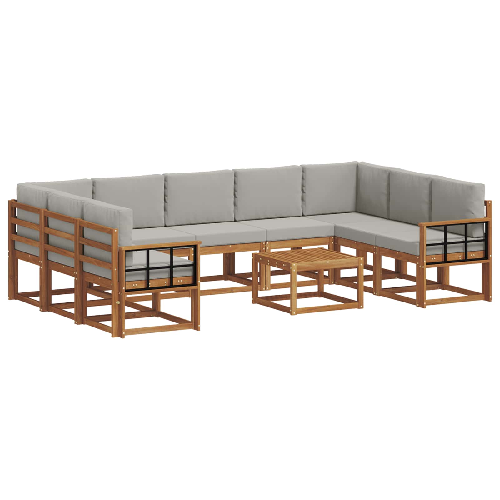 Set vanjskih sofa s jastukom 10 pcs Prirodna i svijetlo siva