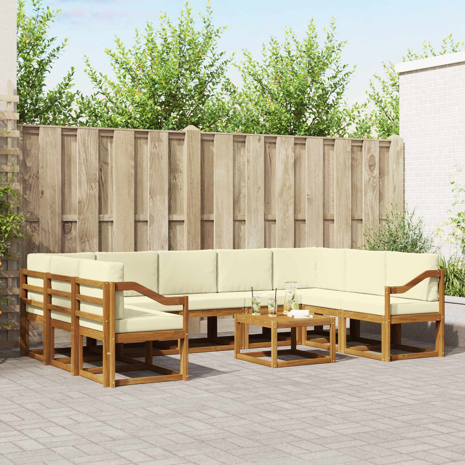Set vanjskih sofa s jastukom 10 pcs Prirodna i krem